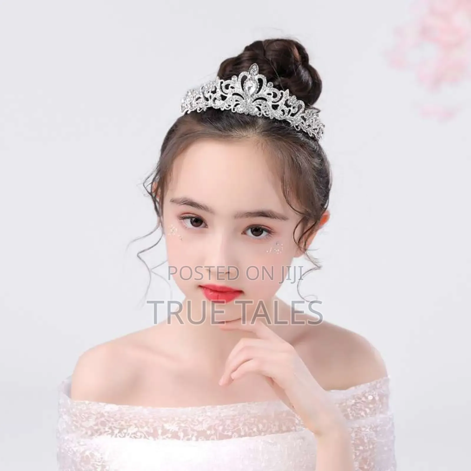 Girls Silver Stone Embellished Crystal Tiara Hair Crown