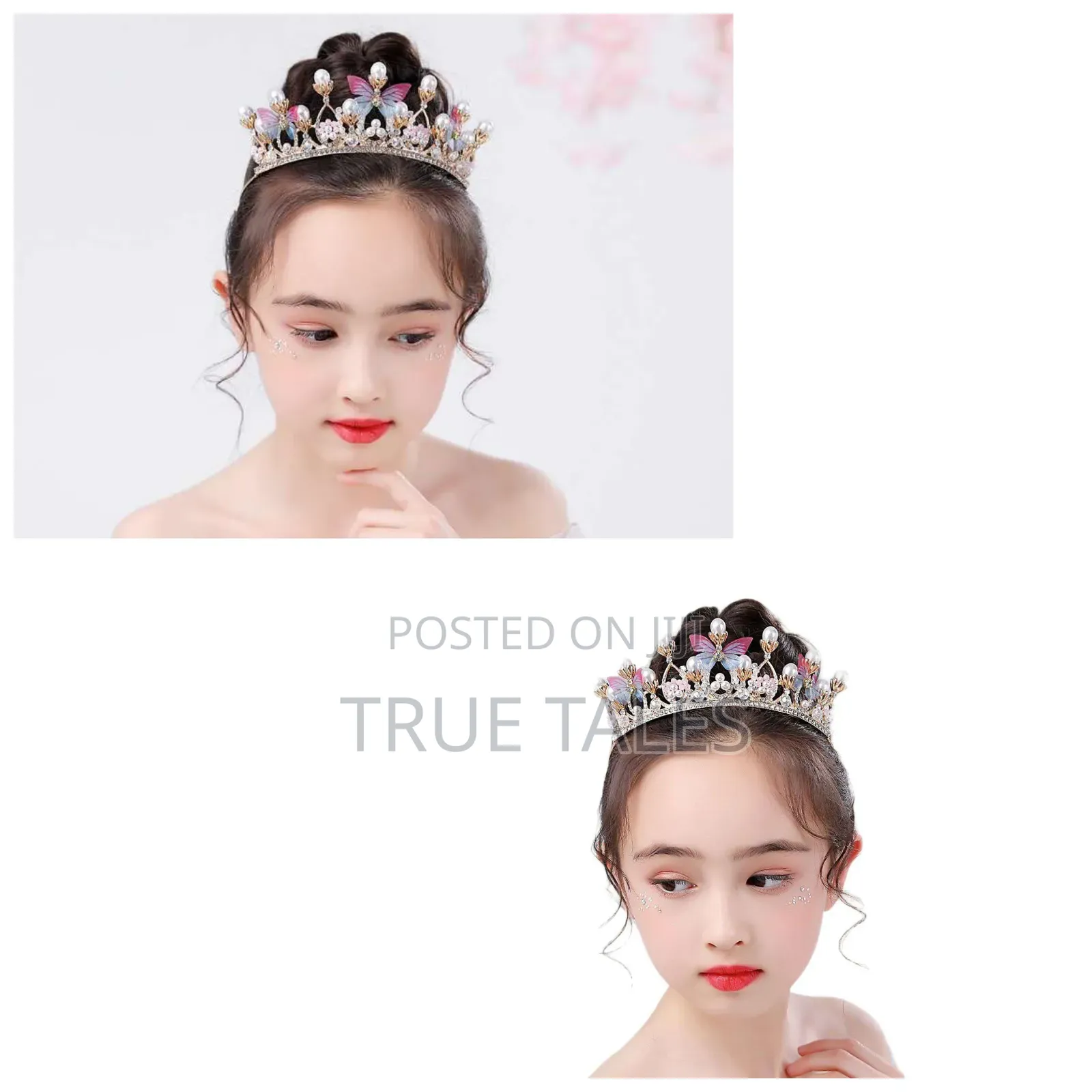 Girls Multicoloured Butterfly Crystal Tiara Hair Crown