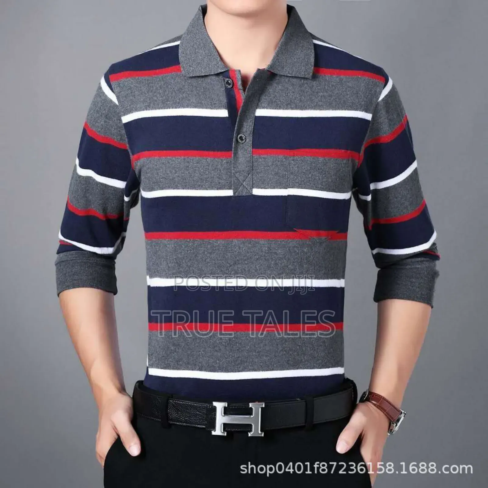 Striped Long Sleeves Polo T-shirt