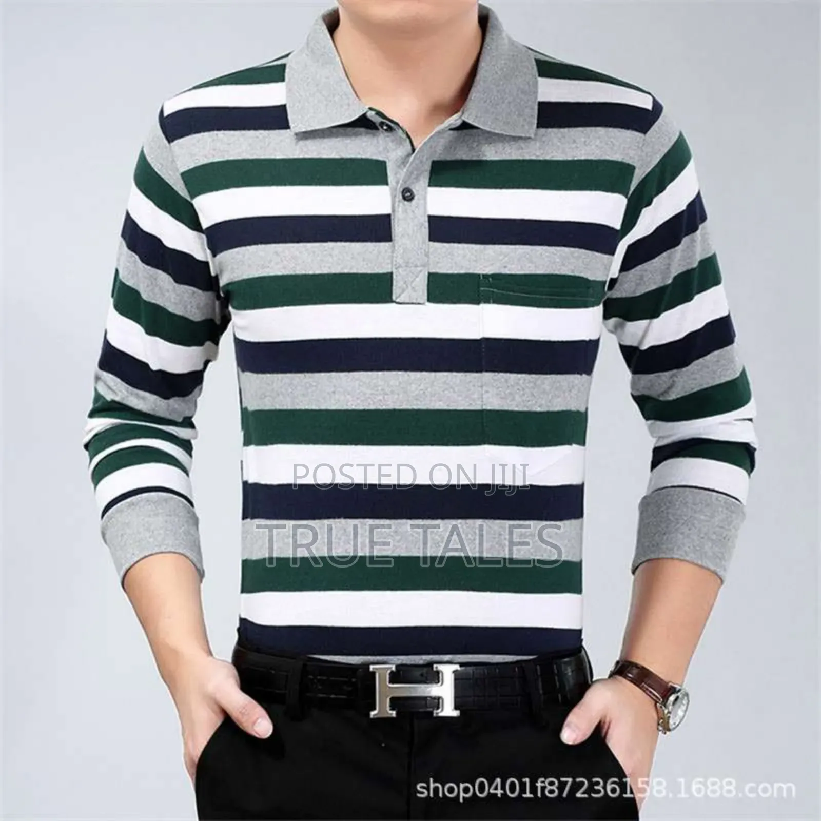 Striped Long Sleeves Polo T-shirt