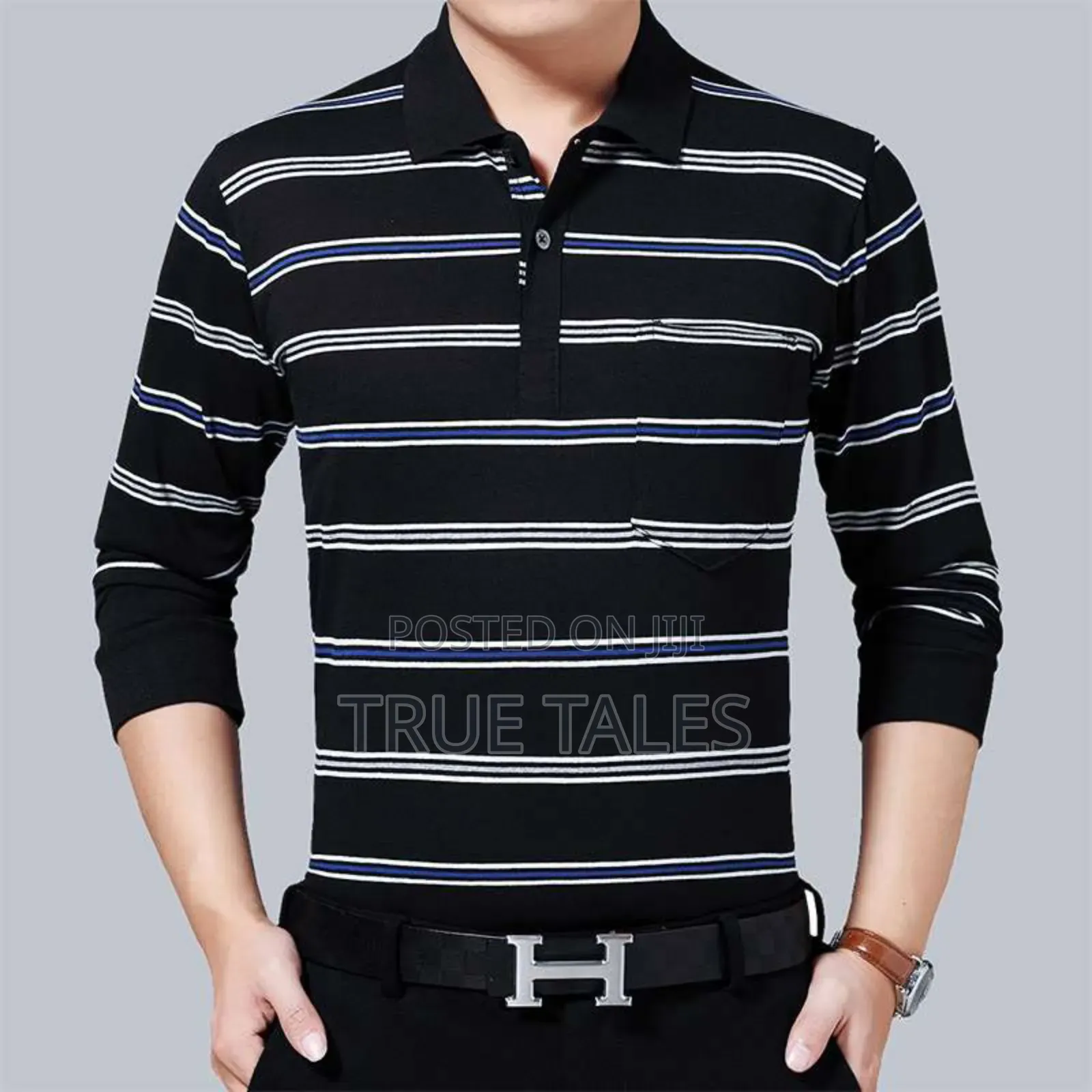 Striped Long Sleeves Polo T-shirt