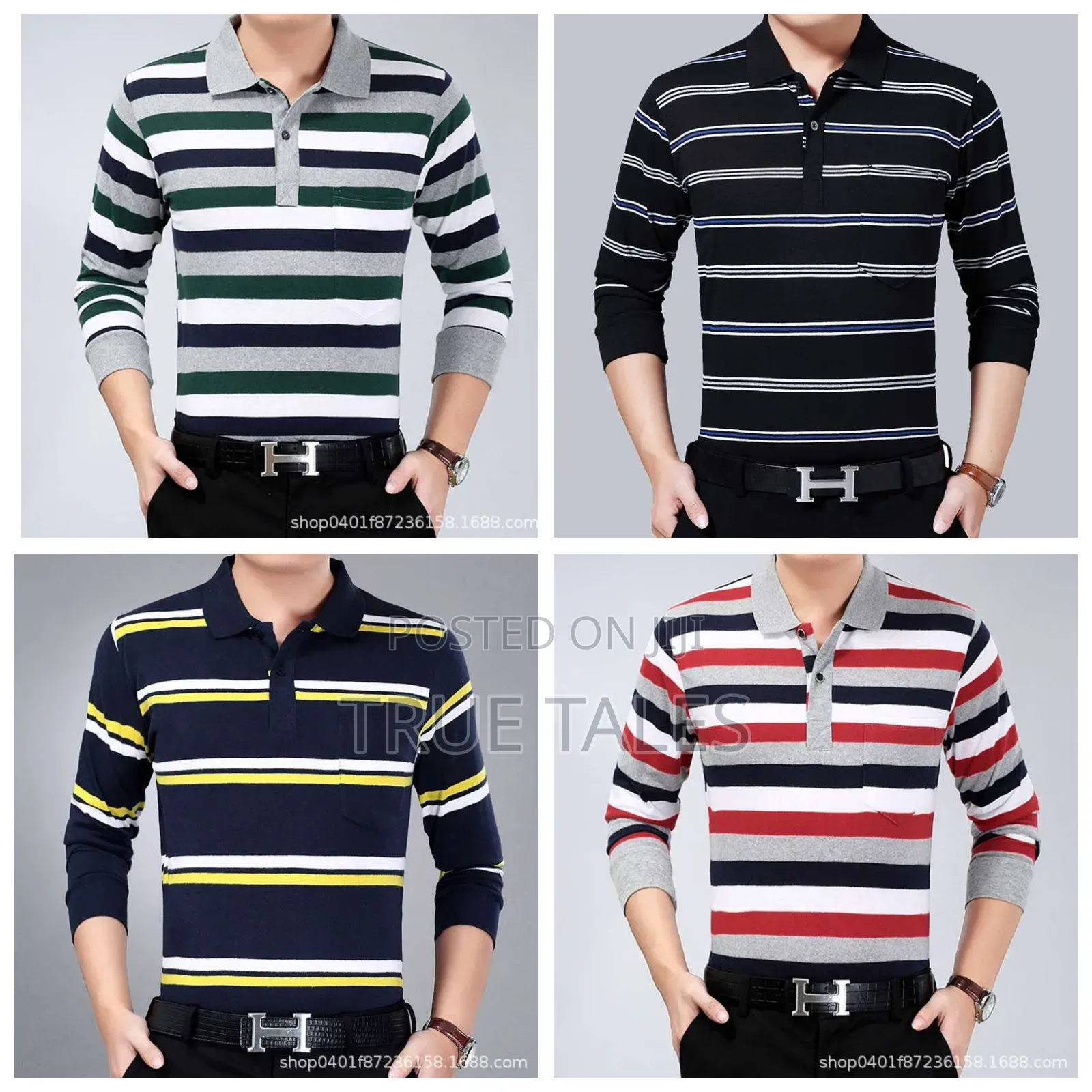 Striped Long Sleeves Polo T-shirt