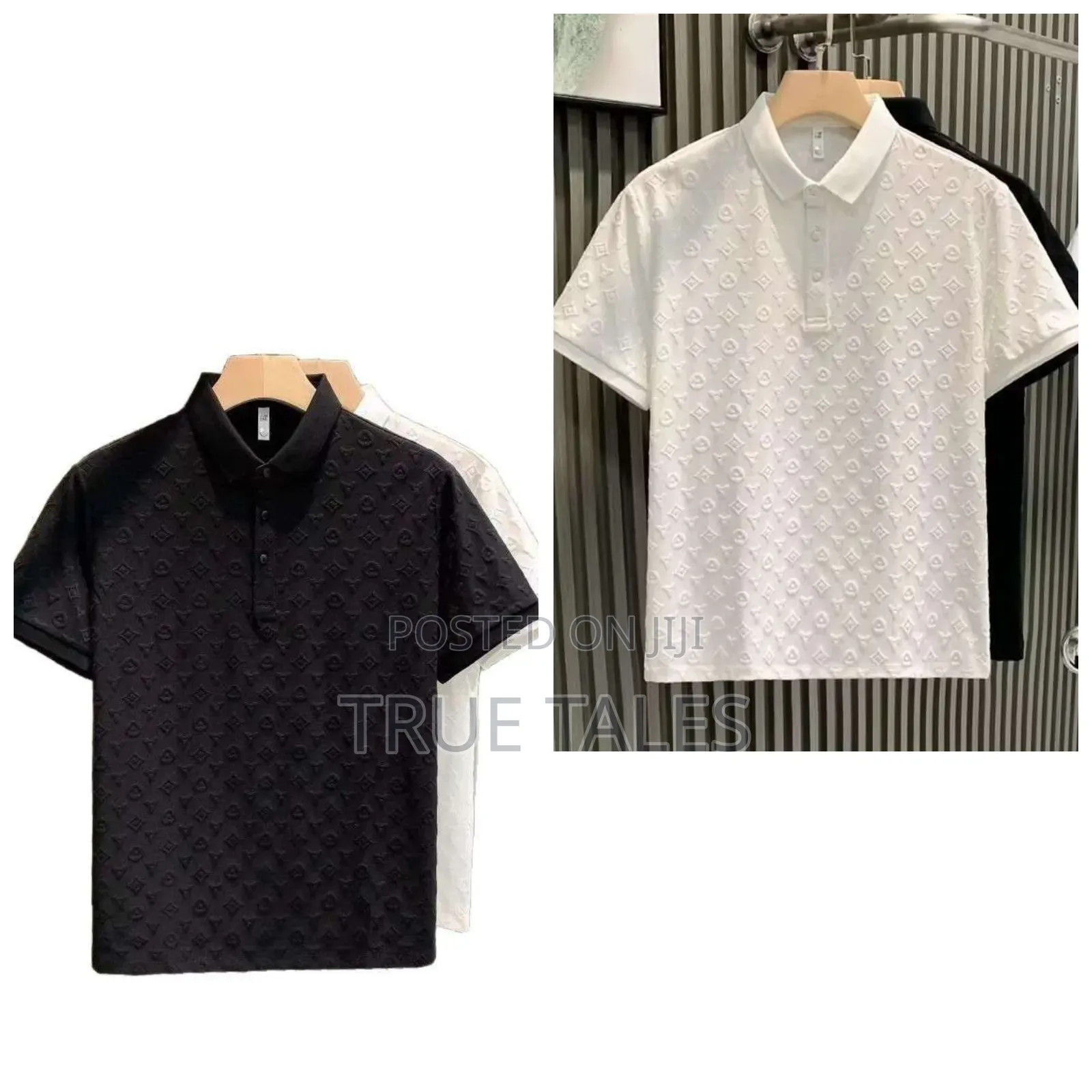 Skin Friendly Collar Polo T-shirt For Men Black And White Colors