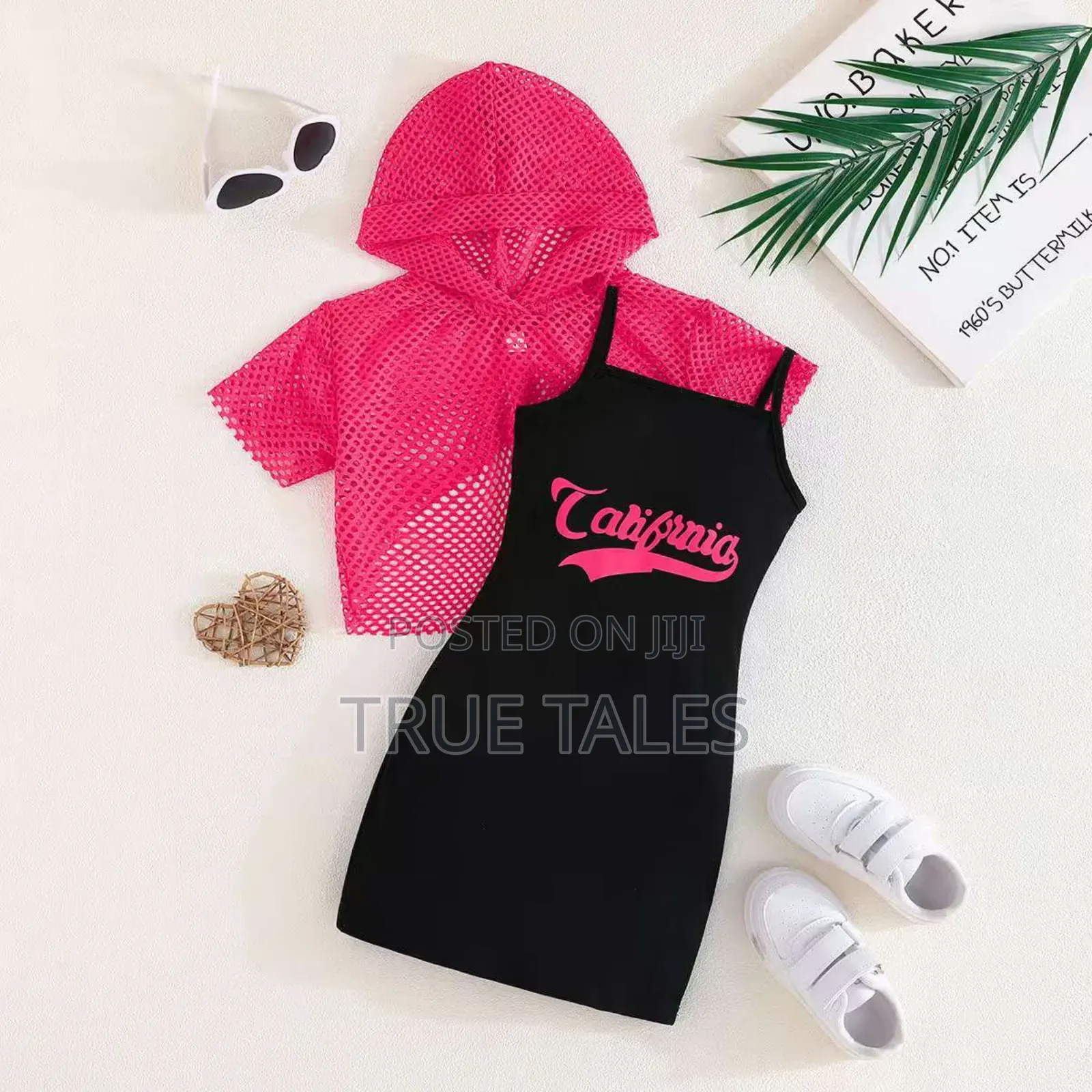 California Pink Hoodies And Black Dress Set Ages 2 To 8 Years