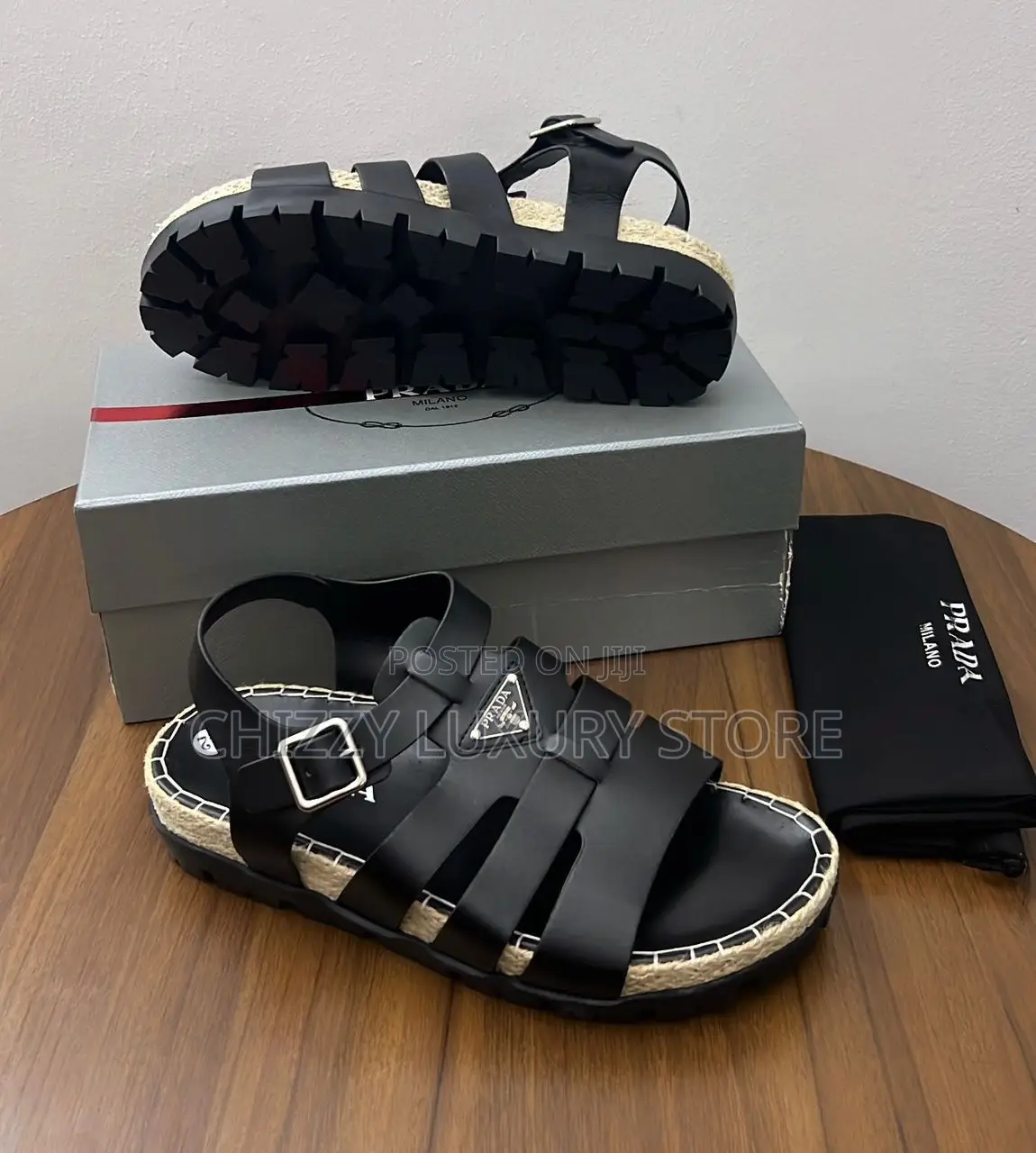 Prada Quality Luxury Men Genuine Leather Sandals