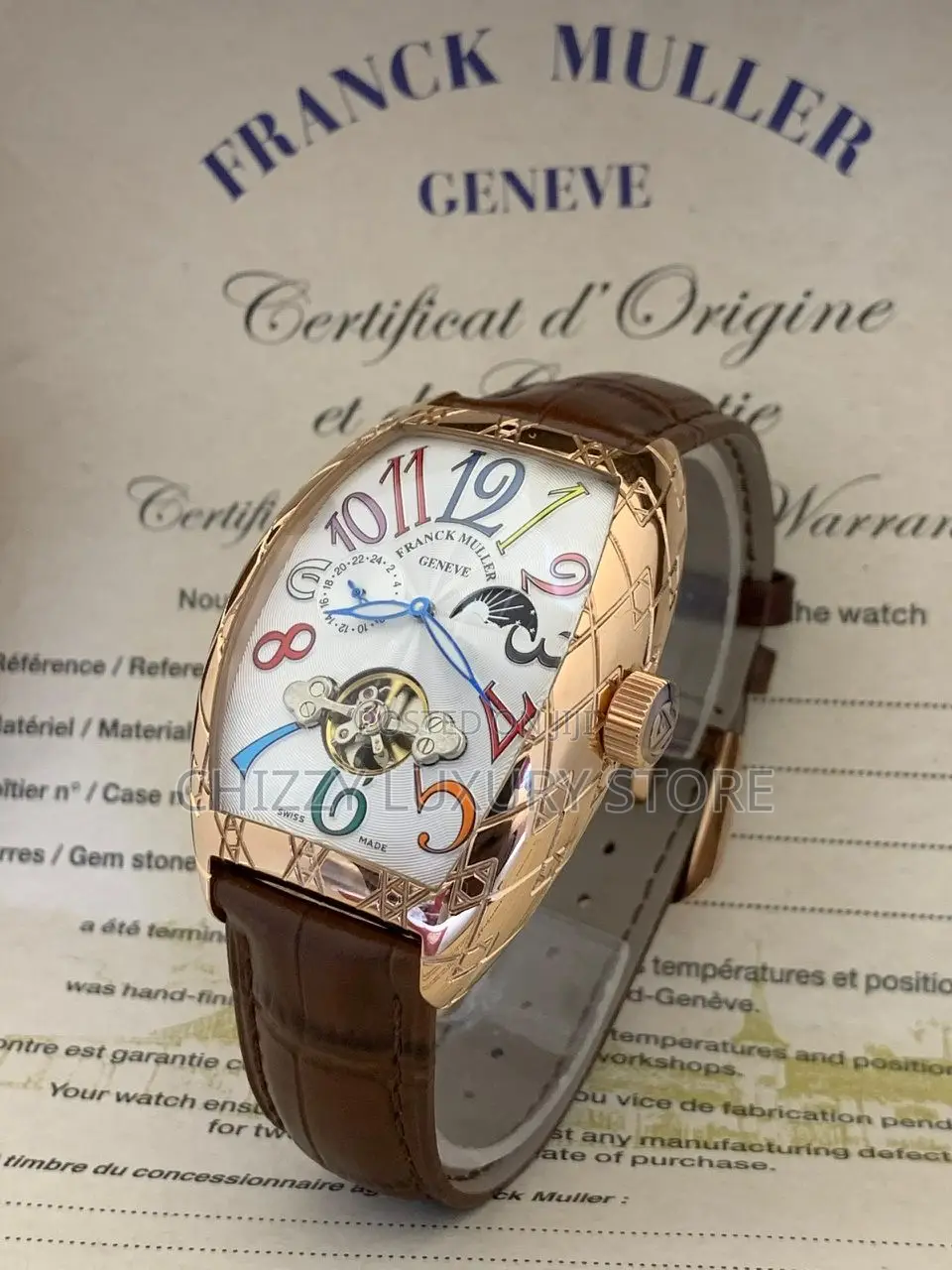 Franck Muller Quality Men Genuine Leather Wristwatch