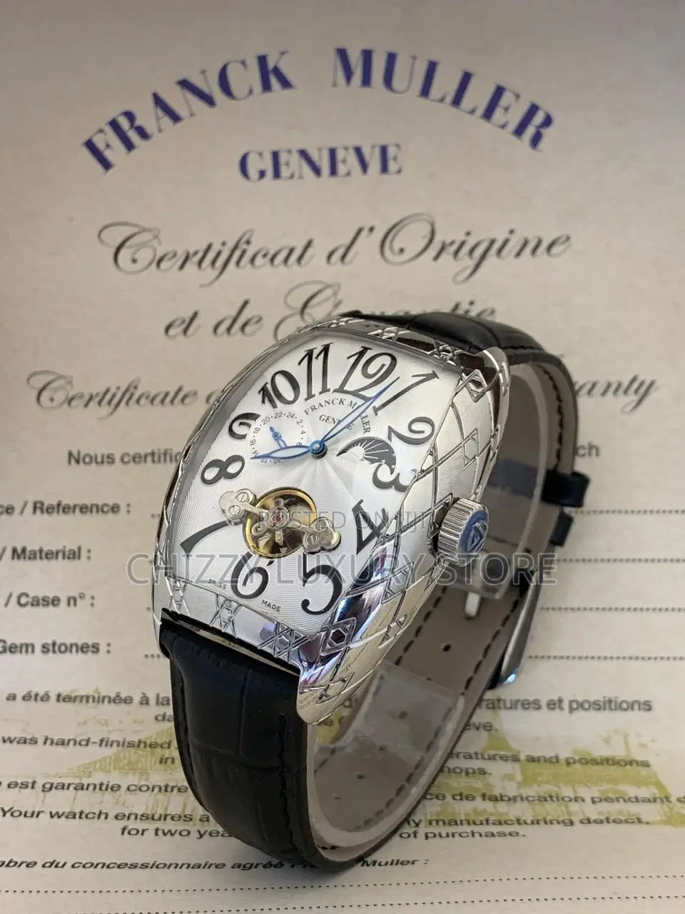 Franck Muller Quality Men Genuine Leather Wristwatch