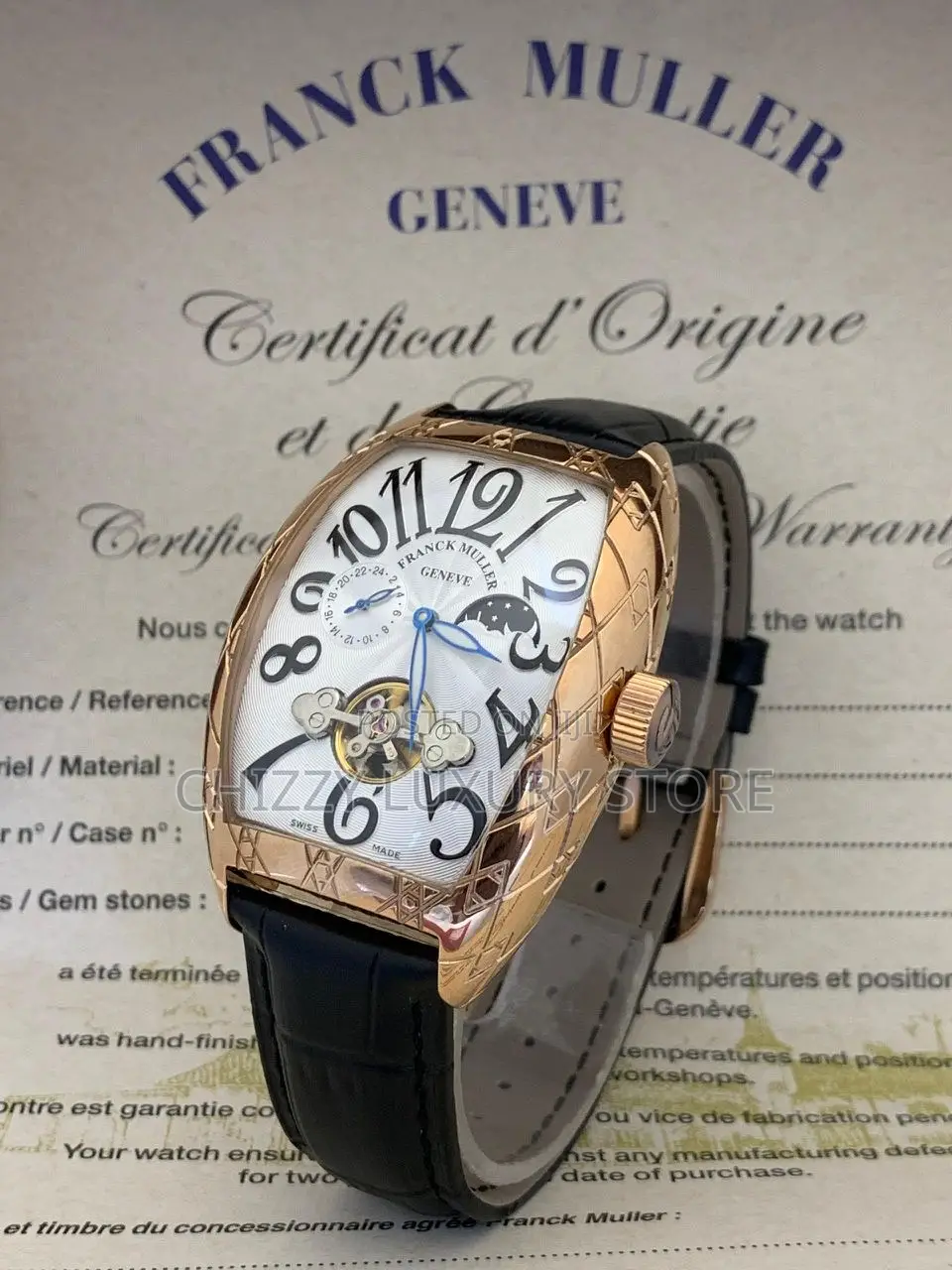 Franck Muller Quality Men Genuine Leather Wristwatch