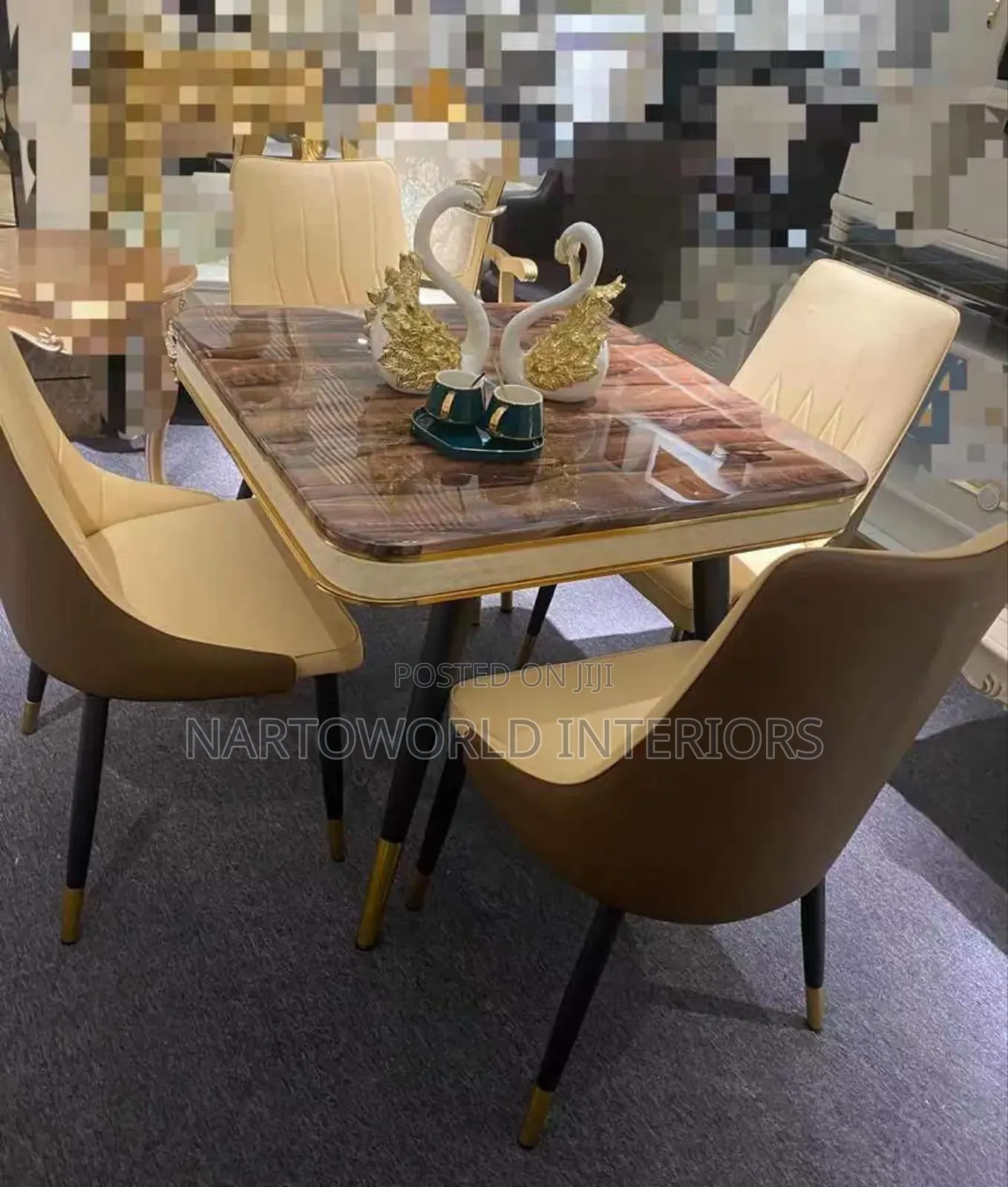 Classic 4-Seater Marble Dining Set