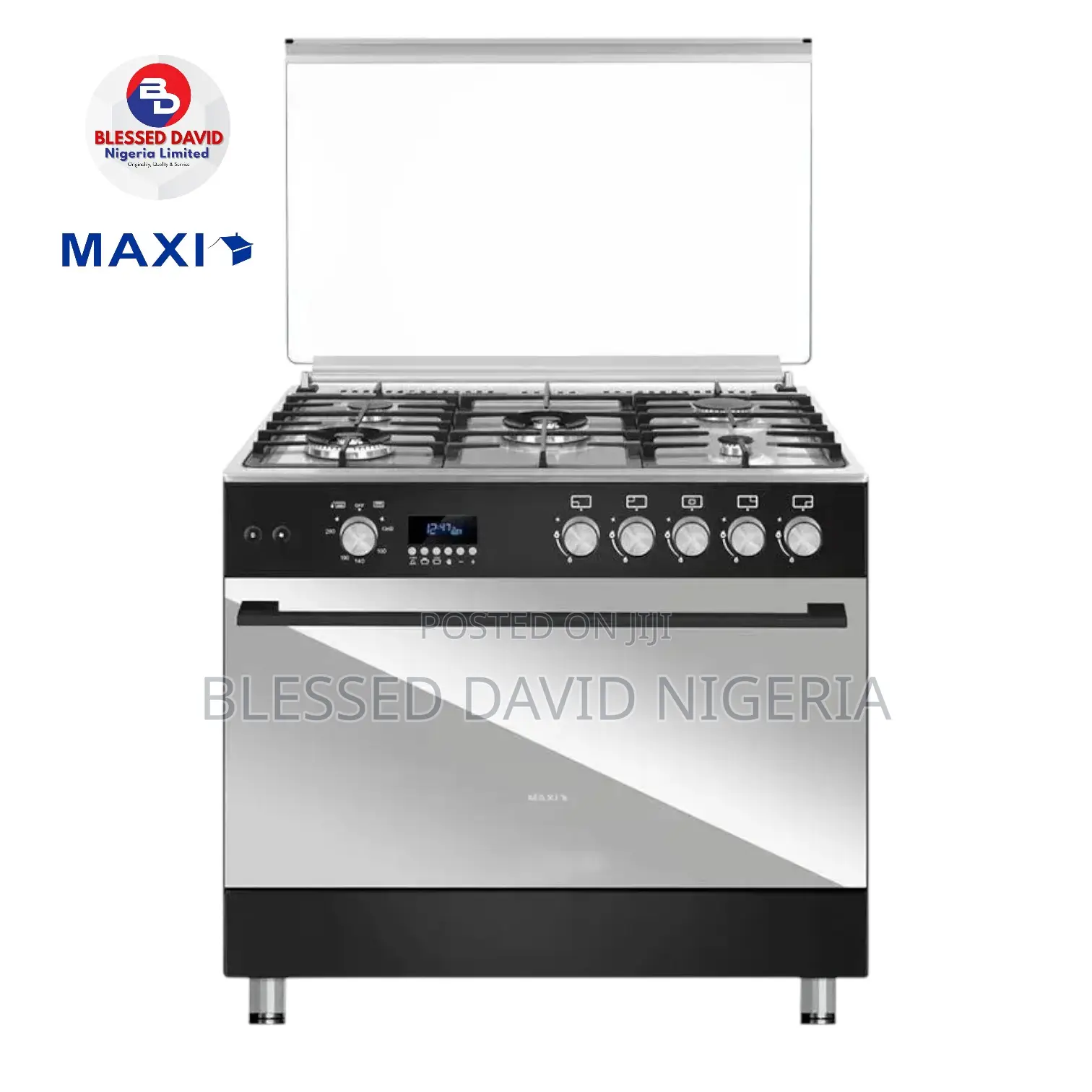 Maxi Gas Cooker 60x90 Cm 5 Shine Line Black & Inox -fk962dsp