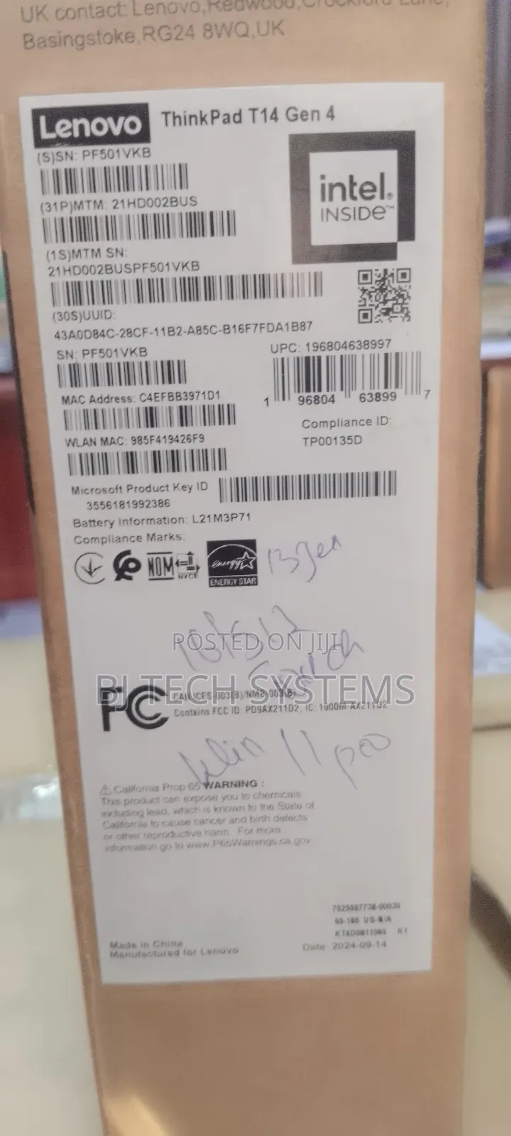 New Laptop Lenovo ThinkPad T14 G4 16GB Intel Core I7 SSD 512GB