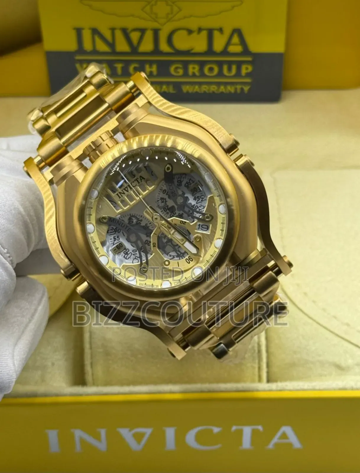 Original Invicta Gold Stainless Steel Chronograph Watch in Store