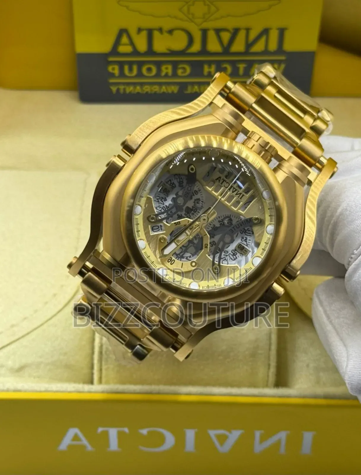 Original Invicta Gold Stainless Steel Chronograph Watch in Store