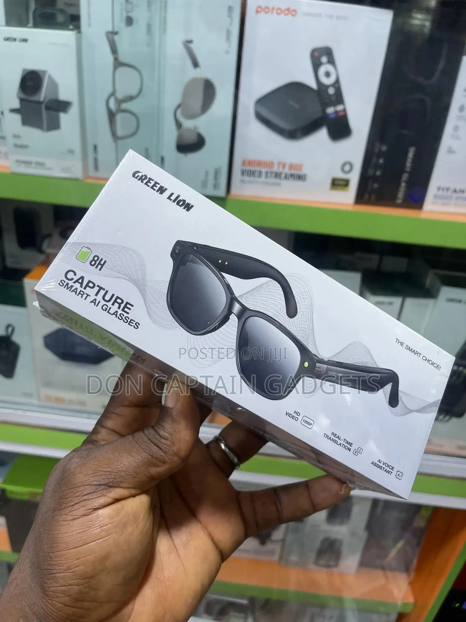 Green Loin Capture Ai Smart Glasses With Camera and Ai Voice Assistant