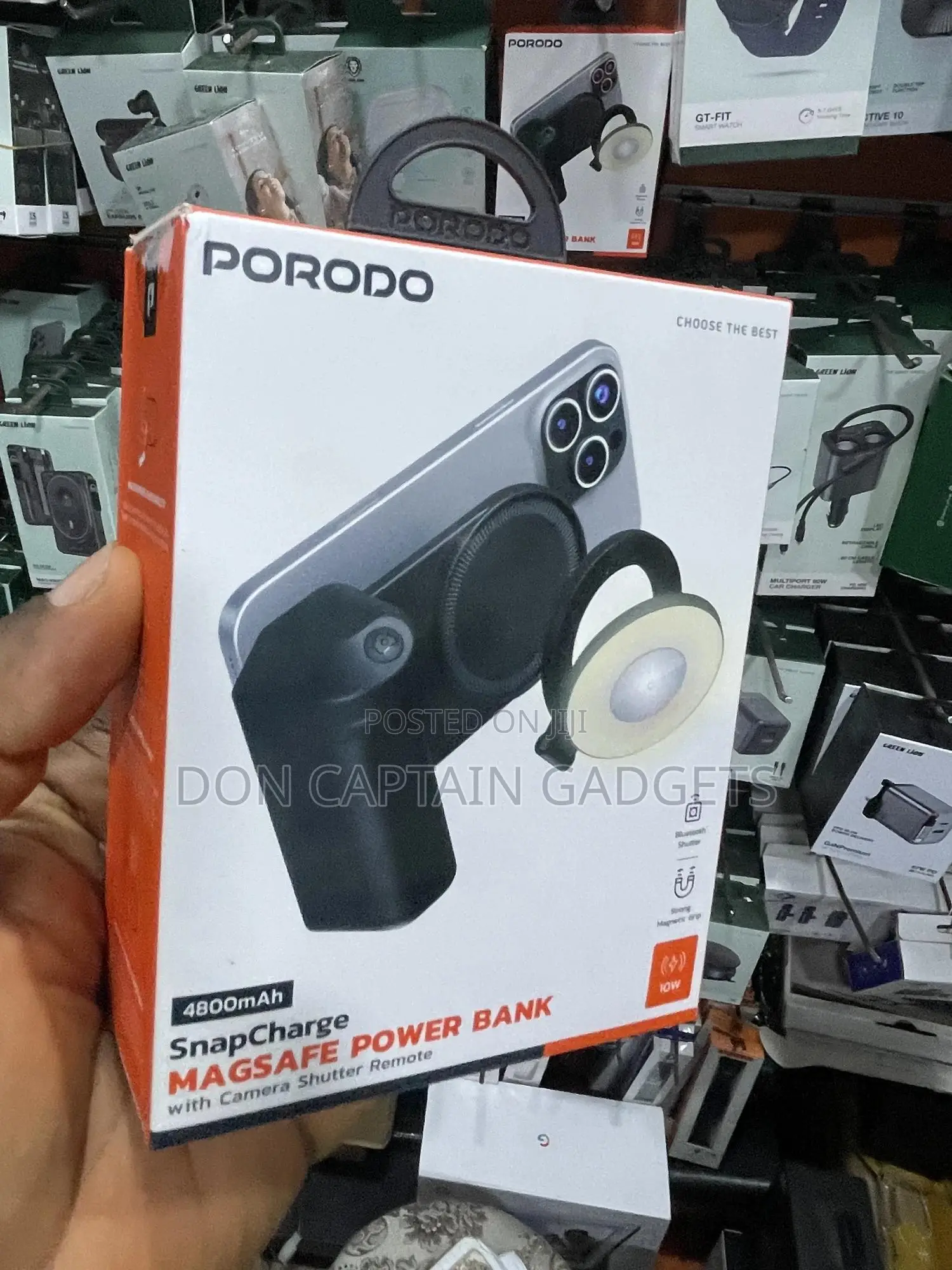 Porodo 4800mah Snapcharge Magsafe Power Bnak Wit Camera Shutter Remote