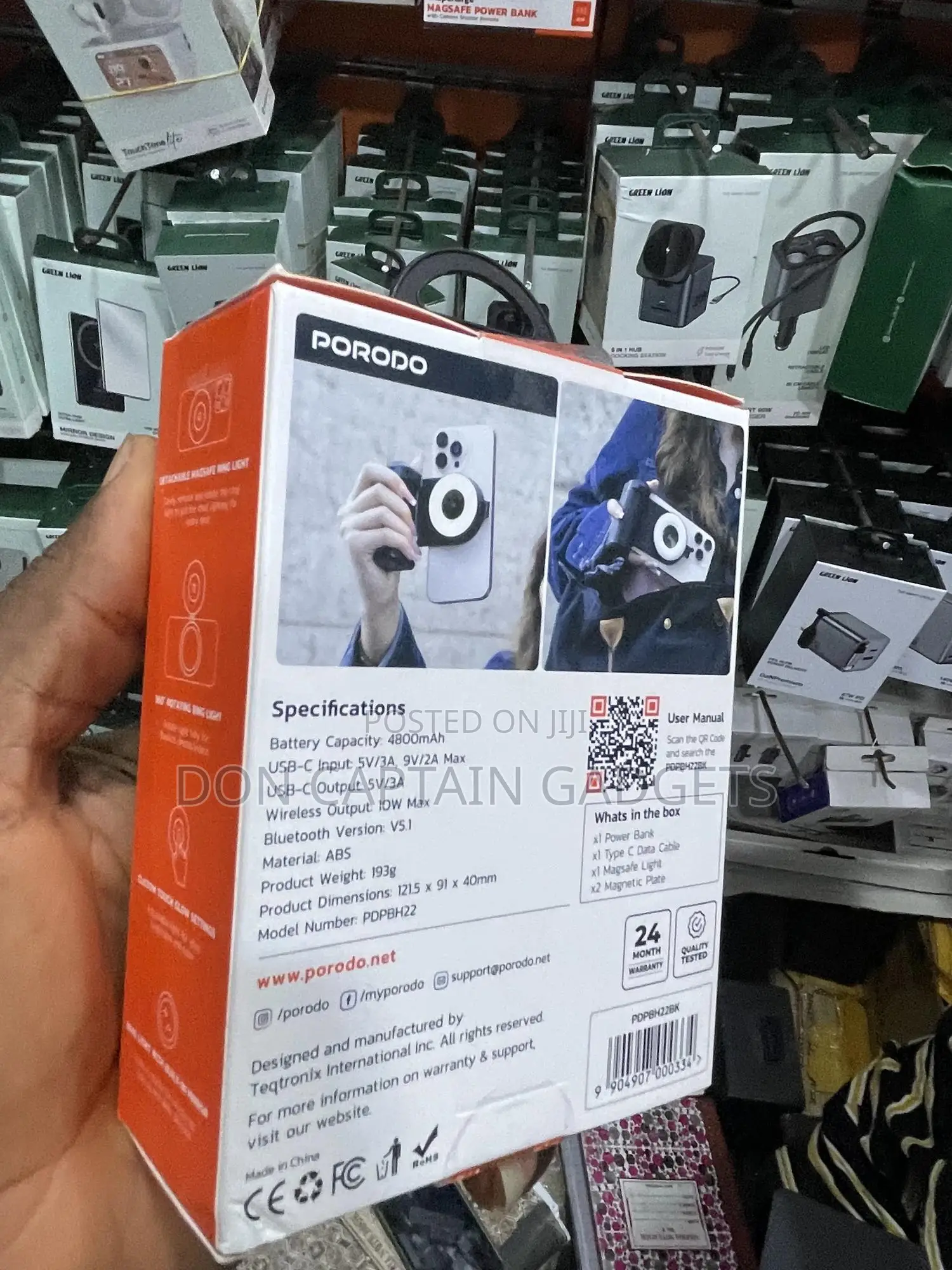 Porodo 4800mah Snapcharge Magsafe Power Bnak Wit Camera Shutter Remote