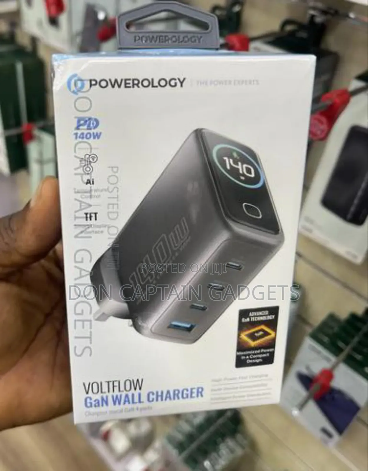Powerology 140w 4-Port Gan Charger With TFT Display -