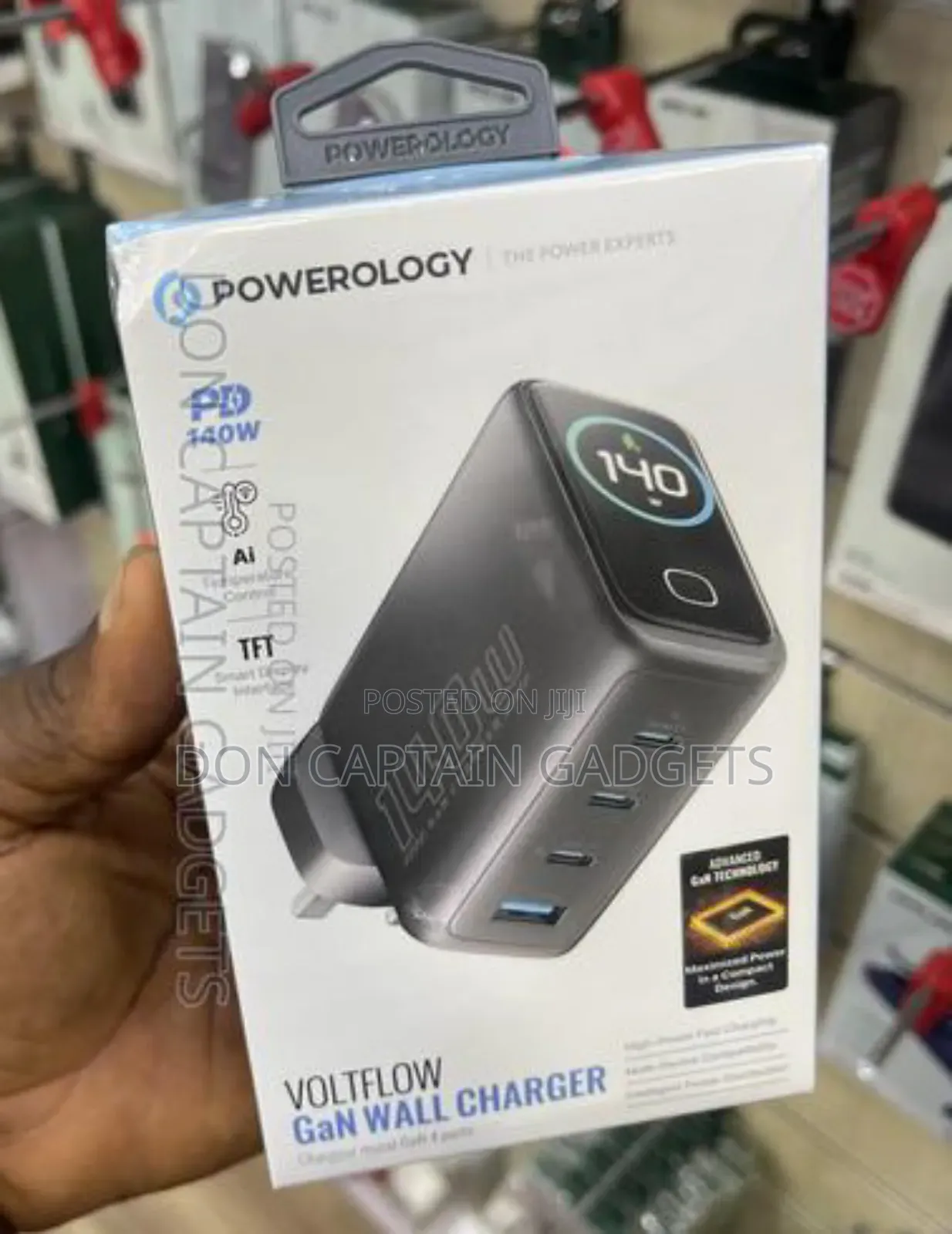 Powerology 140w 4-Port Gan Charger With TFT Display -