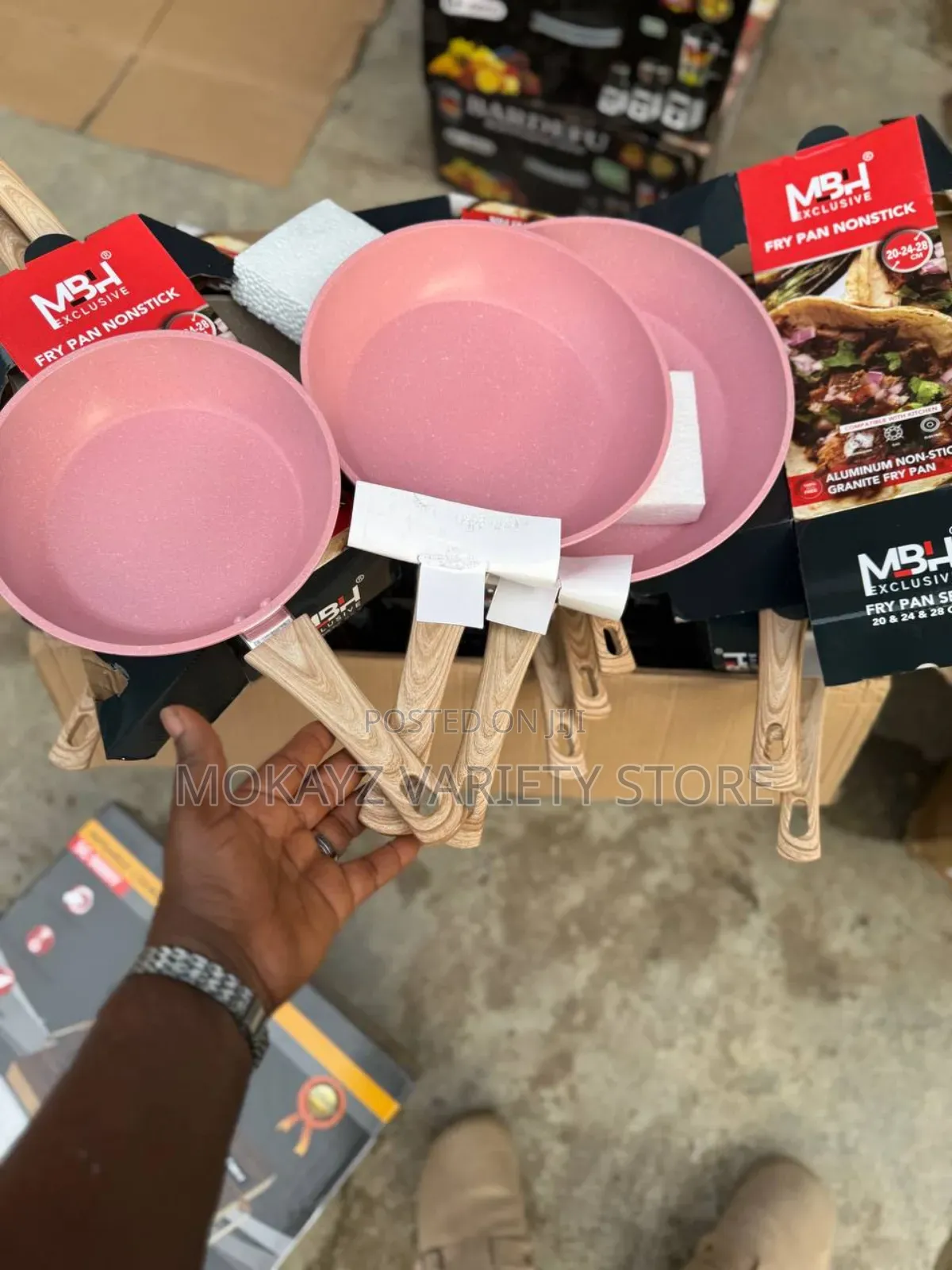 3pcs/Set MBH High Quality Nonstick Wok Fry Pan Set (Sizes: 20+24+28cm