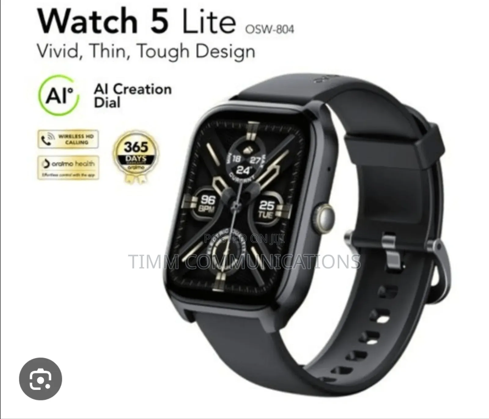Oraimo Watch 5 Lite - 2.01” Hd Screen, Wireless Call, New