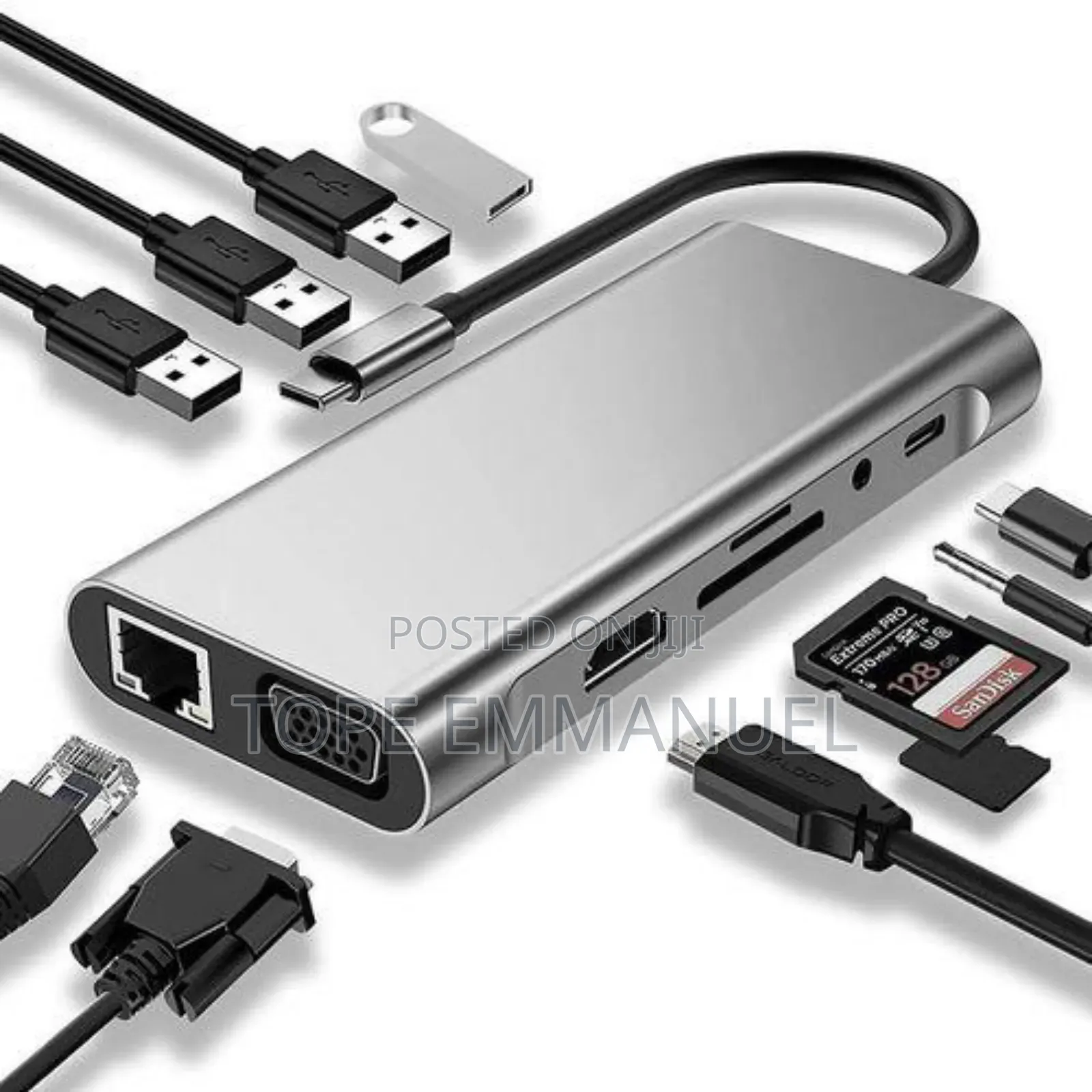 Usb C Hub, Usb C Adapter 11 in 1 Dongle With Hdmi, Vga, Type C