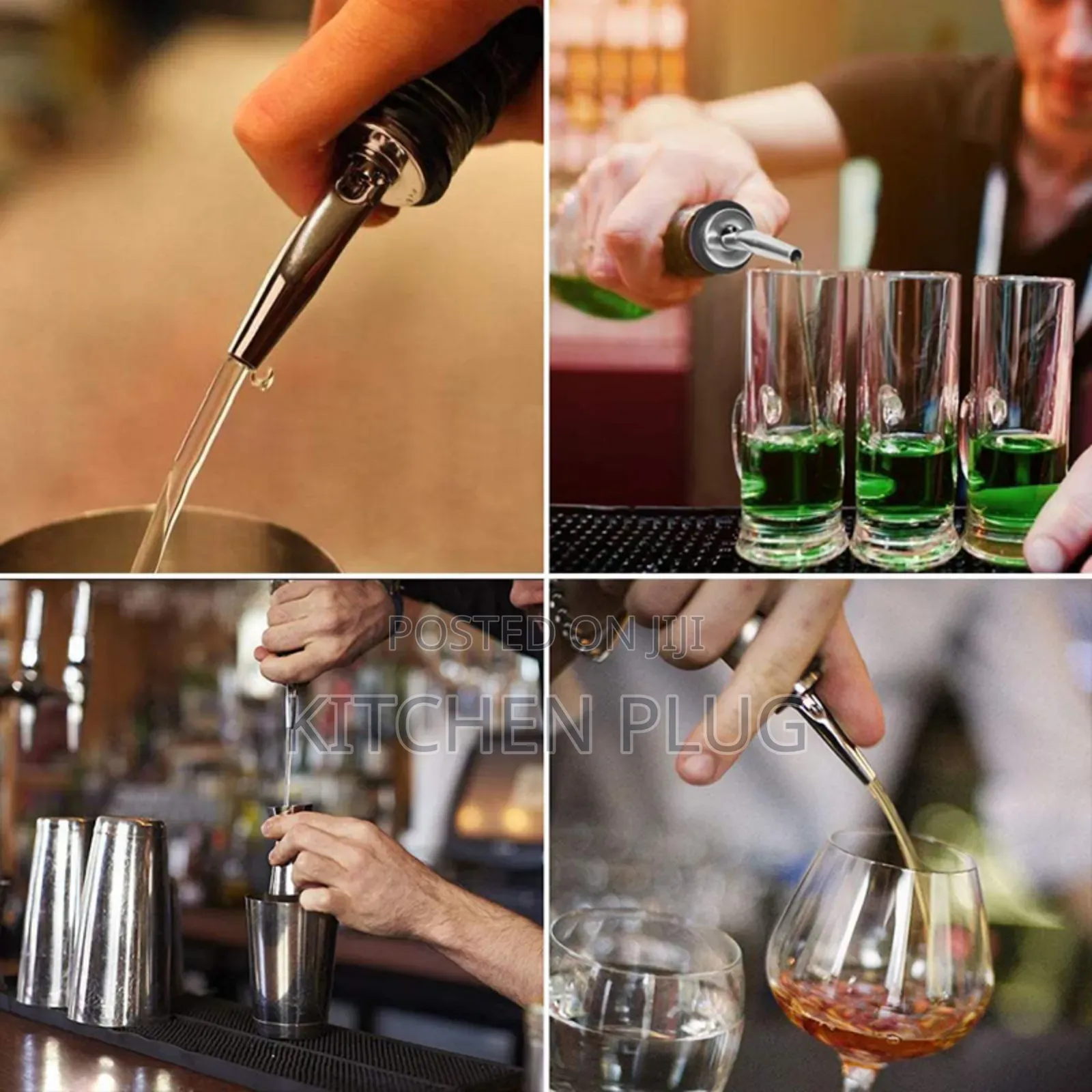 Stainless Steel Liquor Pourers With Rubber Dust Caps
