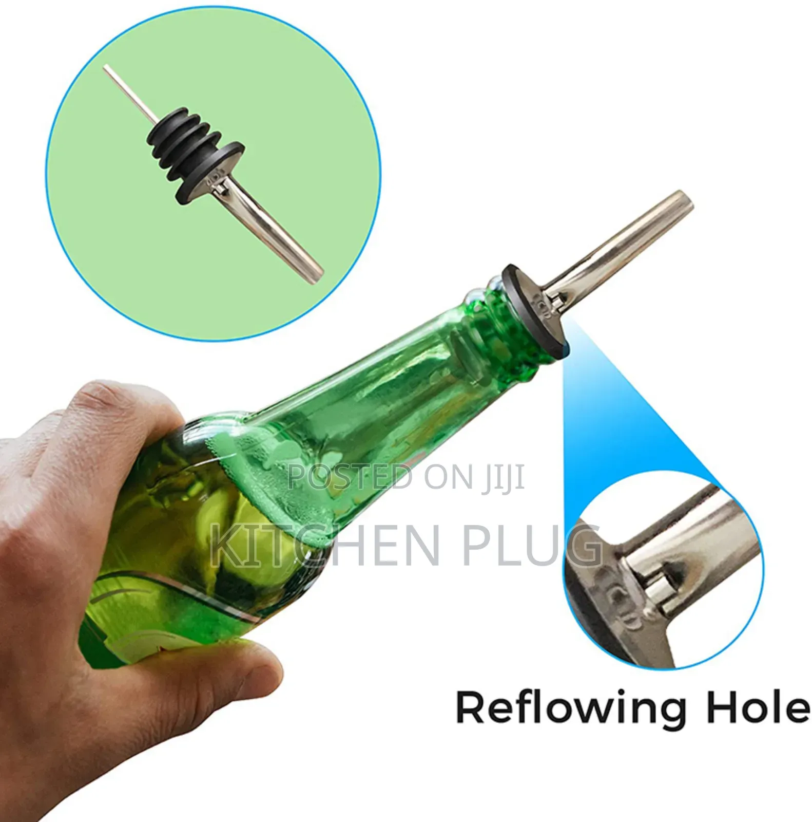 Stainless Steel Liquor Pourers With Rubber Dust Caps