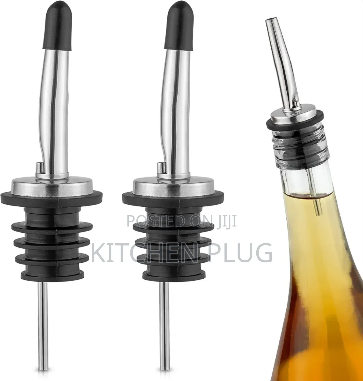 Stainless Steel Liquor Pourers With Rubber Dust Caps