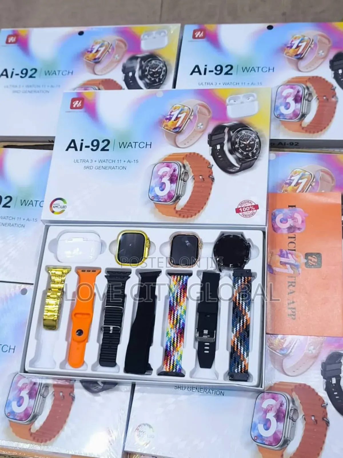 Ai-92 Smart Watch Ultra 3, Watch 11,12, 5rd Gen Airpod Amoled Display