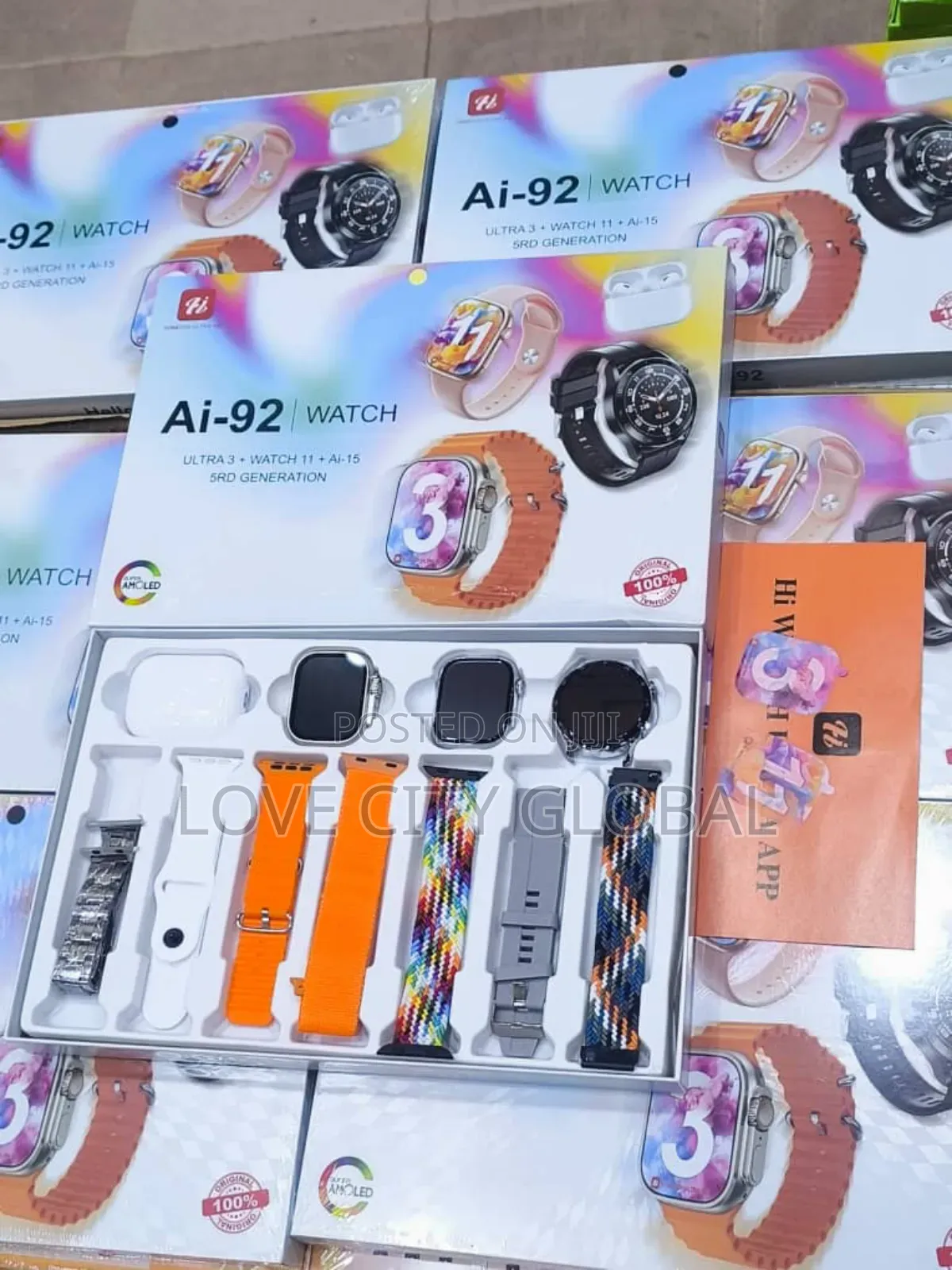 Ai-92 Smart Watch Ultra 3, Watch 11,12, 5rd Gen Airpod Amoled Display