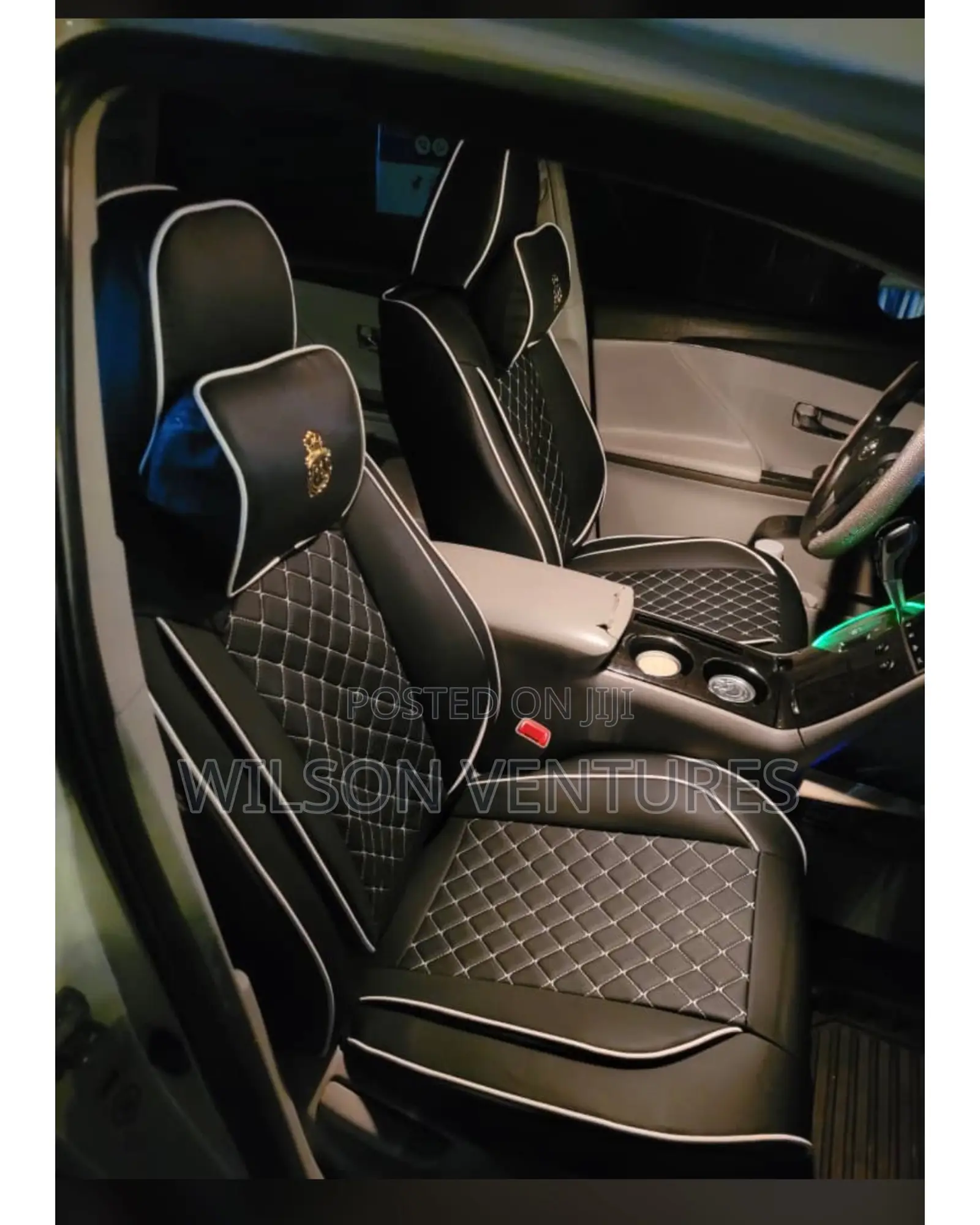 Black And White Draft Leather Seat Cover