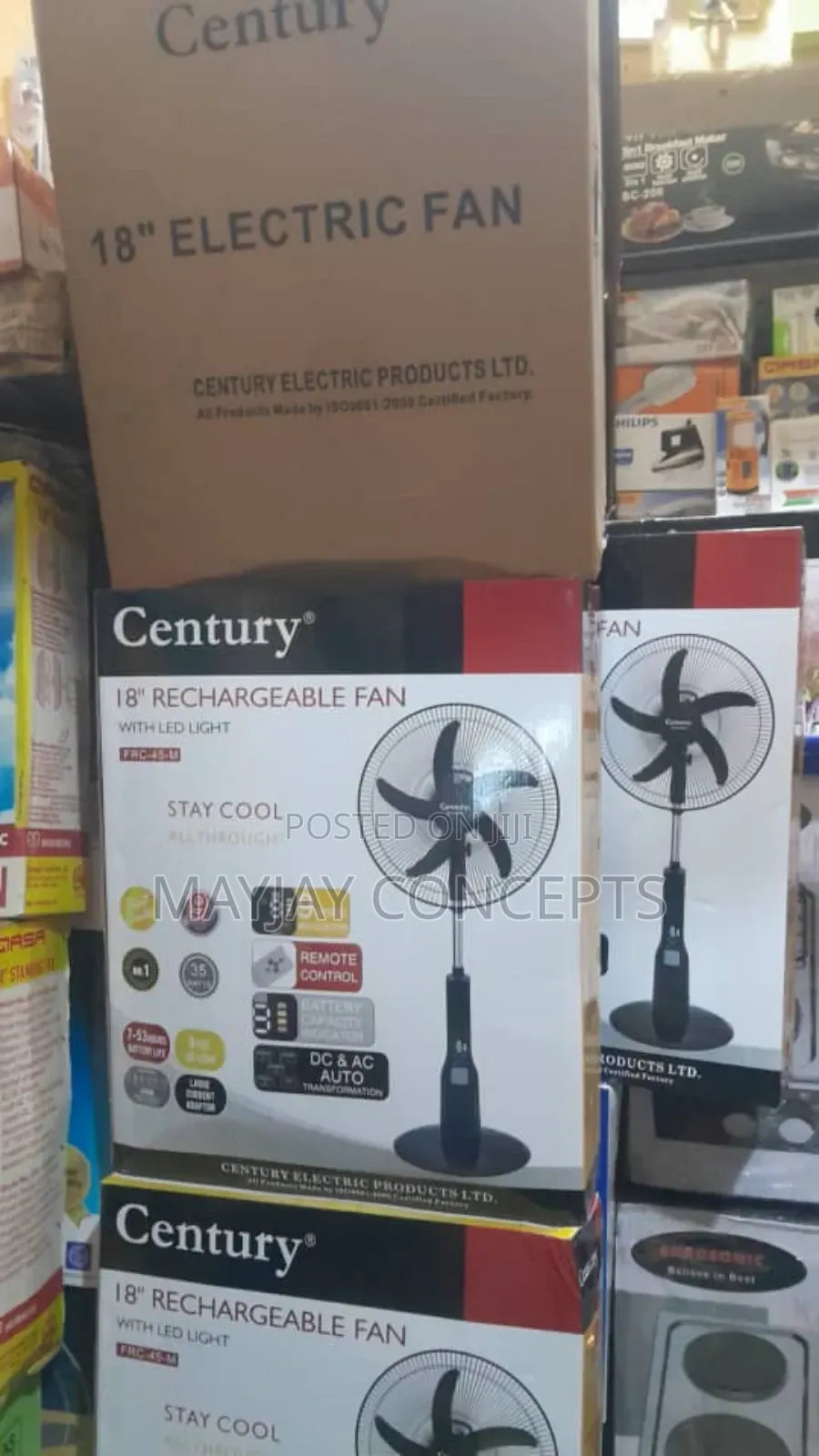 18" Century Ac/Dc Digital Rechargeable Fan-Support Solar Charge●Frc45m