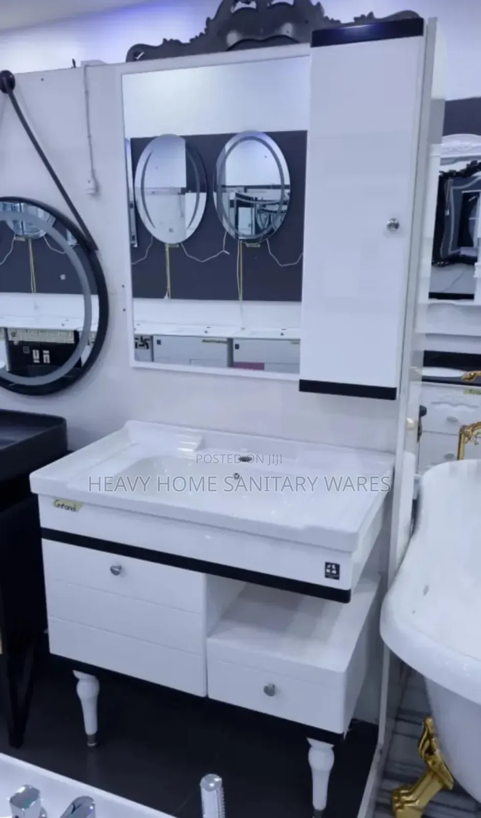 Executive Luxury Pure White Cabinet With Mirror