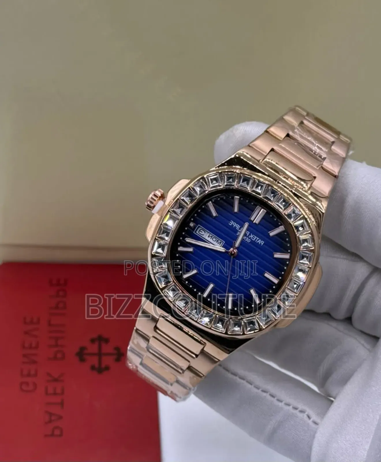 Original Patek Philippe Iced Gold Stainless Steel Calendar Watch