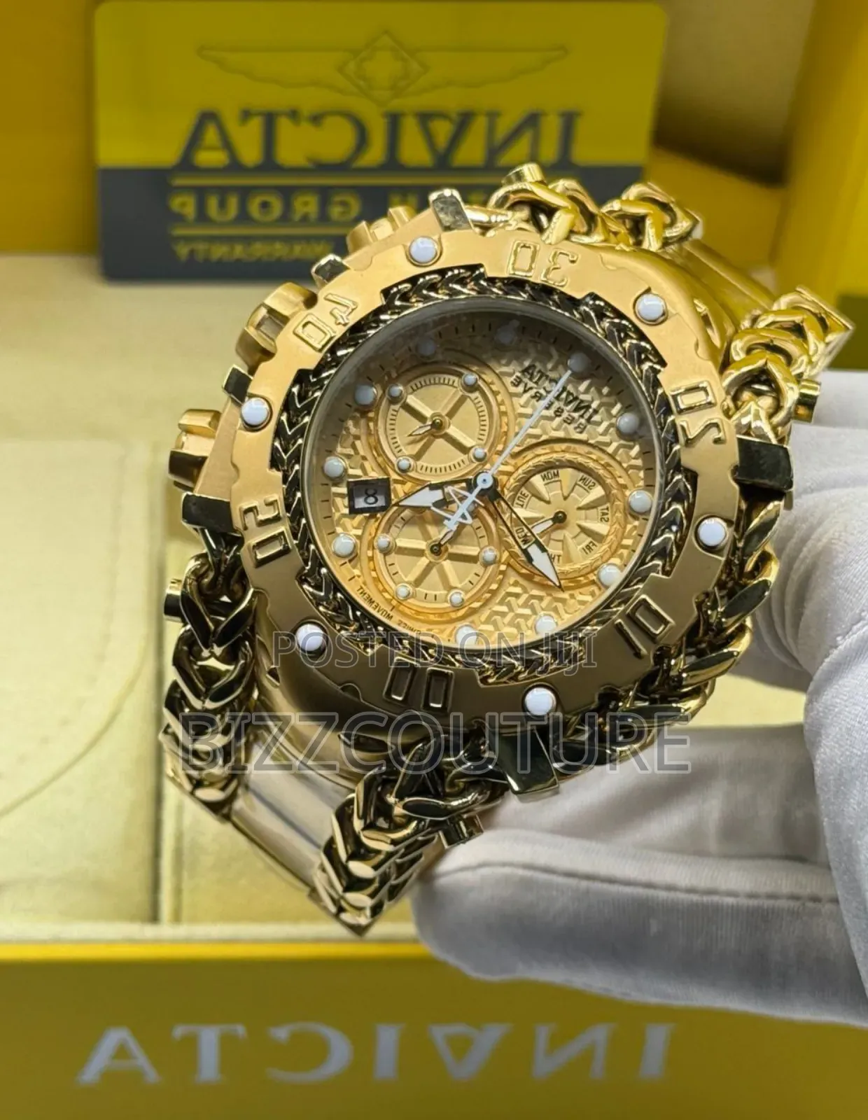 Original Invicta Gold Stainless Steel Chronograph Quartz Watch