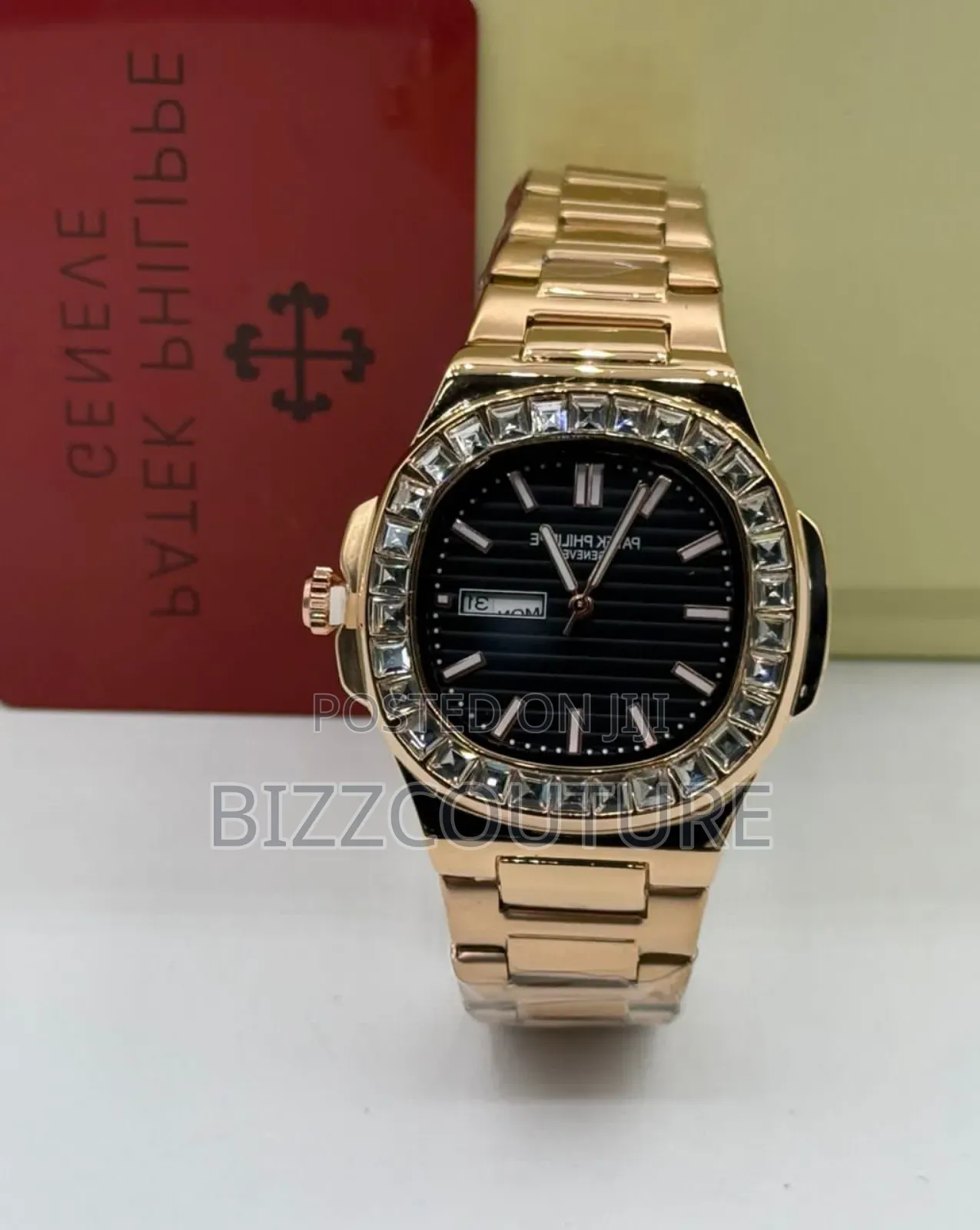 Original Patek Philippe Iced Gold Stainless Steelquartz Calendar Watch