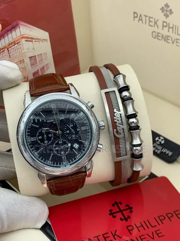 Patek Philippe Quality Luxury Men Genuine Leather Wristwatch