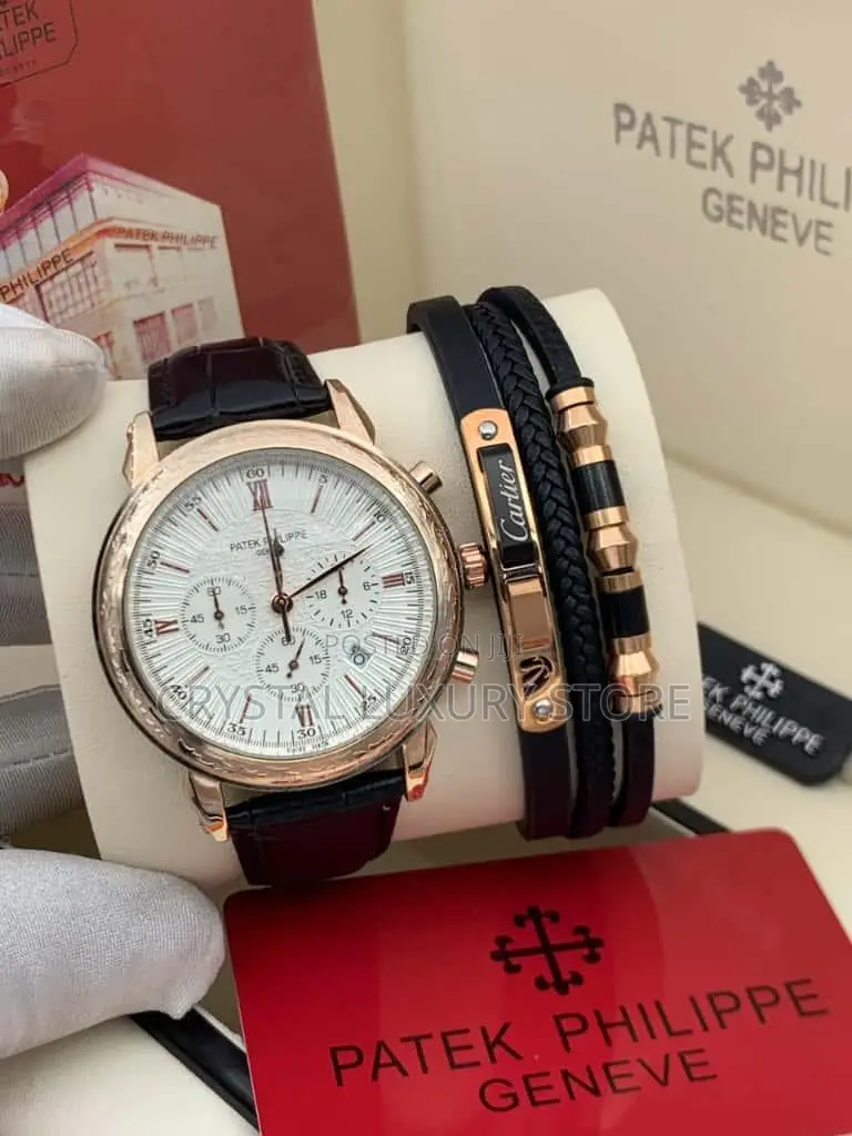 Patek Philippe Quality Luxury Men Genuine Leather Wristwatch