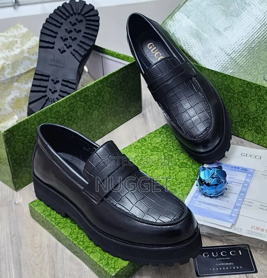 Gucci Loafers High Grade Leather Black Shoe