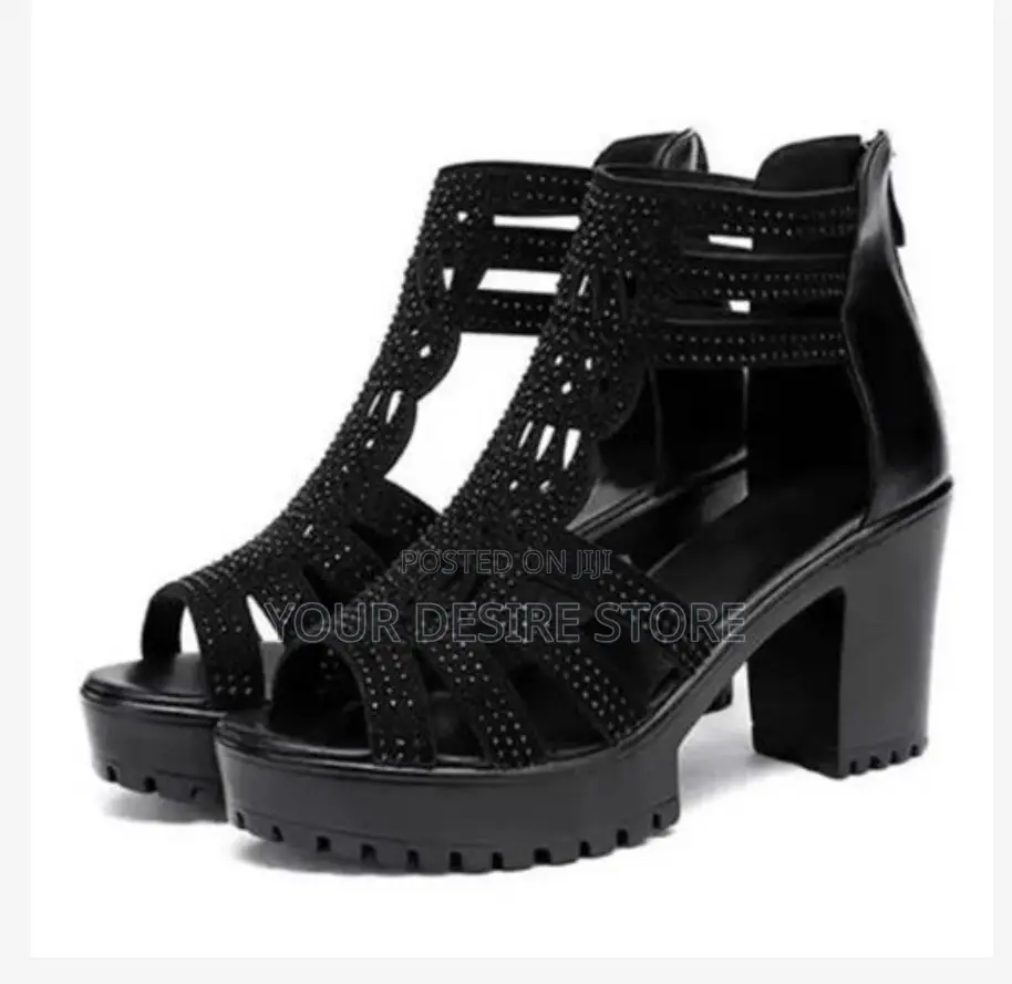 Heels Women Sandals Chunky Heel Band Elegant Fashion Shoes Ladies Shoe