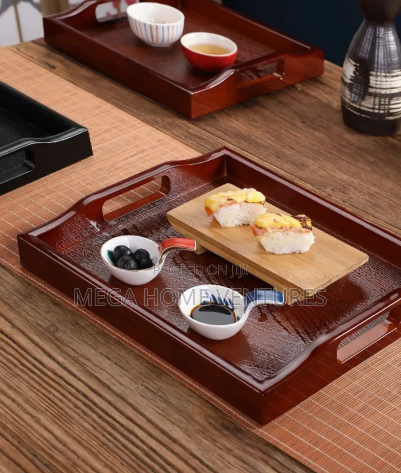 Quality 3in1 Luxury Vintage Deep Wood Bar/Hotel Food Serving Tray.