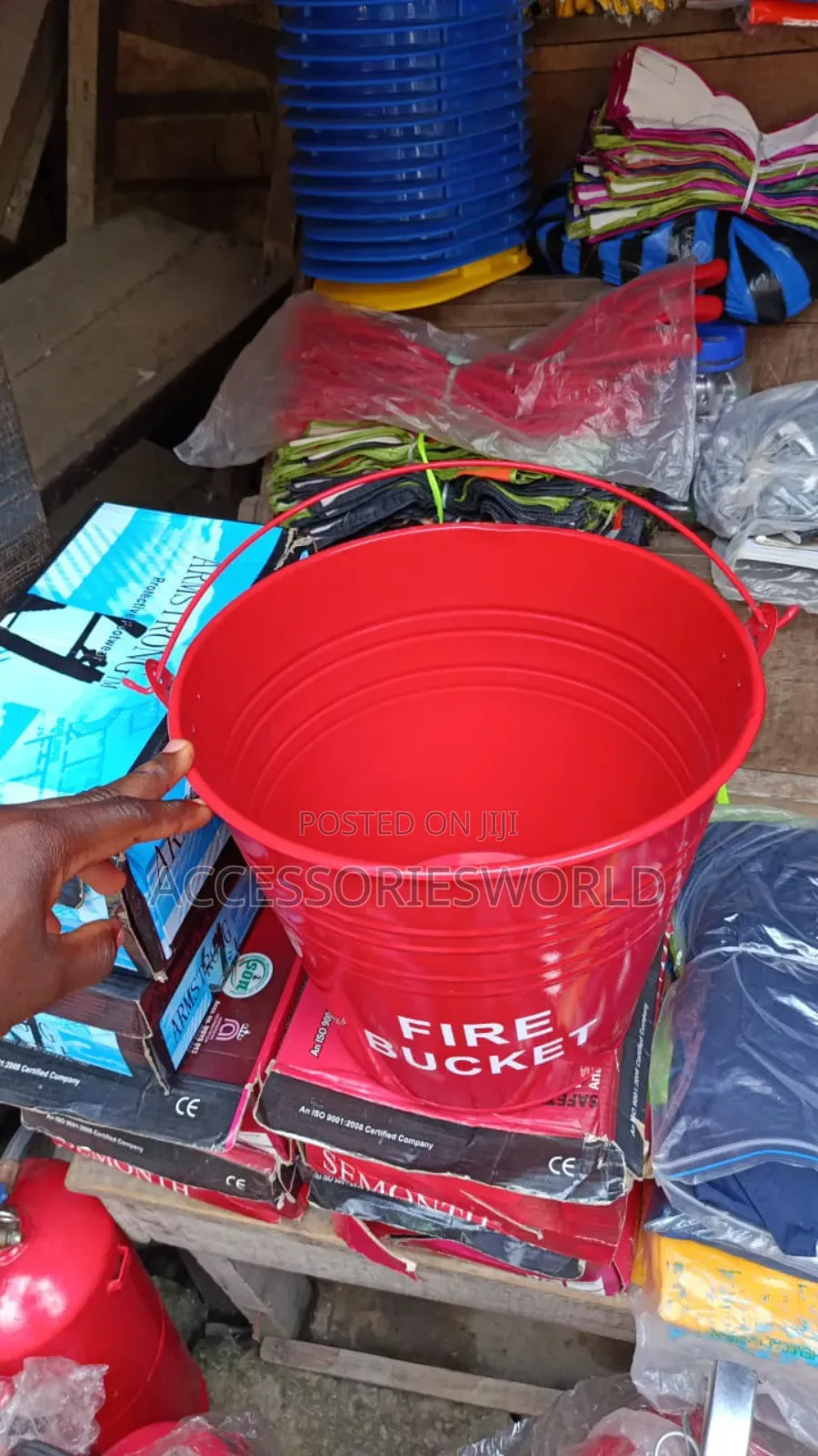 Safety Red Metal Fire Bucket