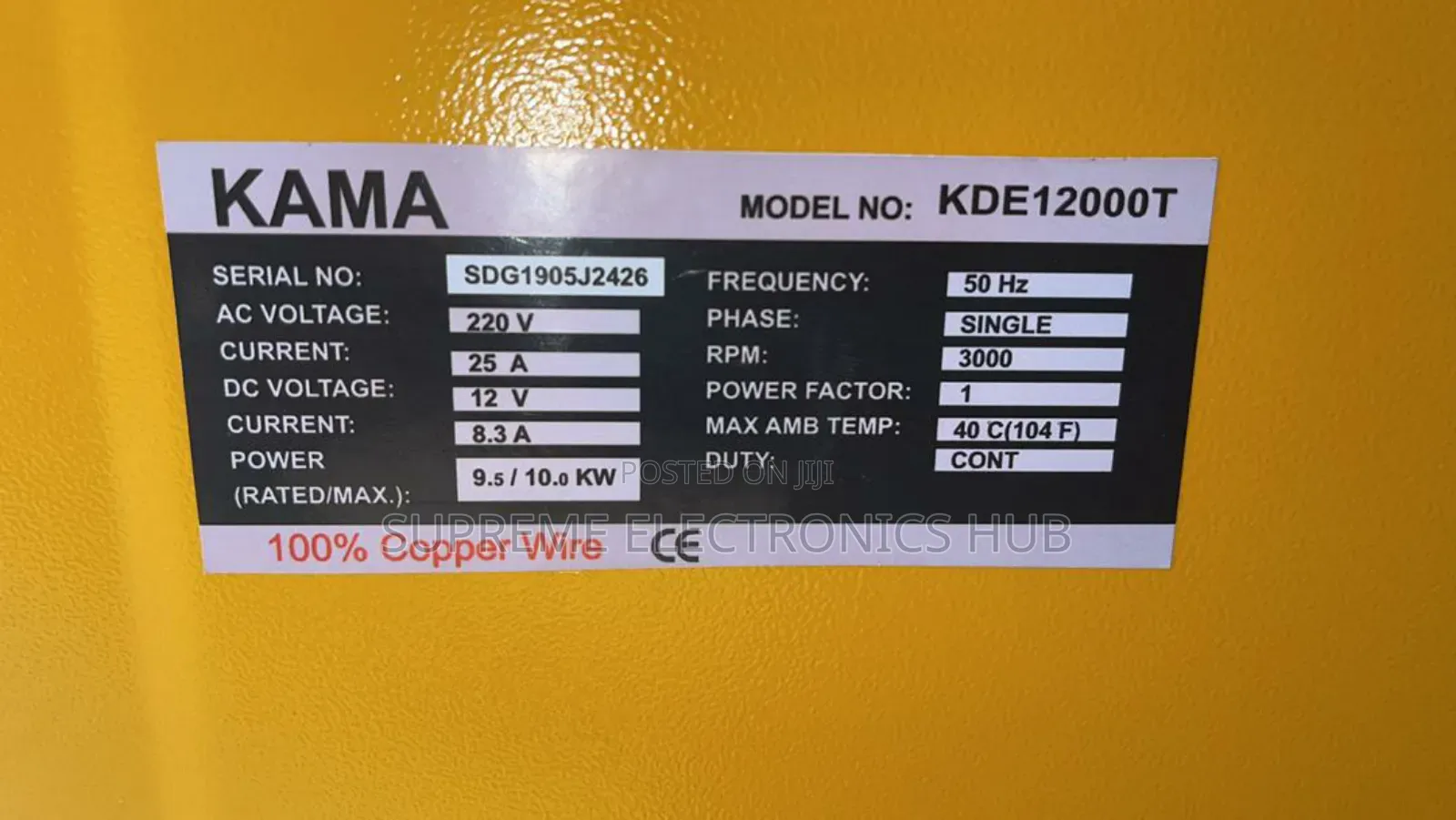 10kva Kama Diesel Soundproof Generator (100% Copper Wire)