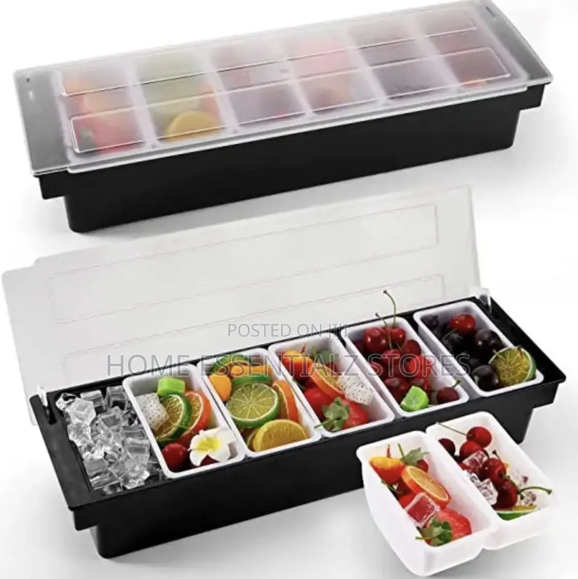 Condiment Dispenser Tray Display With 6 Compartments