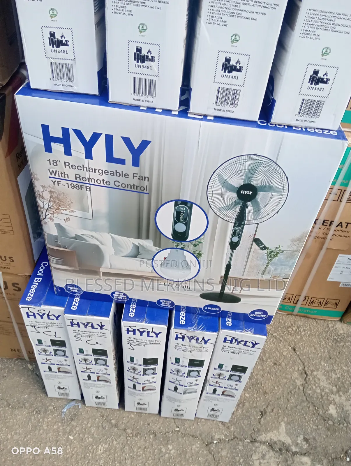Hyly Rechargeable 18" Standing Fan With Li-on Battery 1 Year Warranty