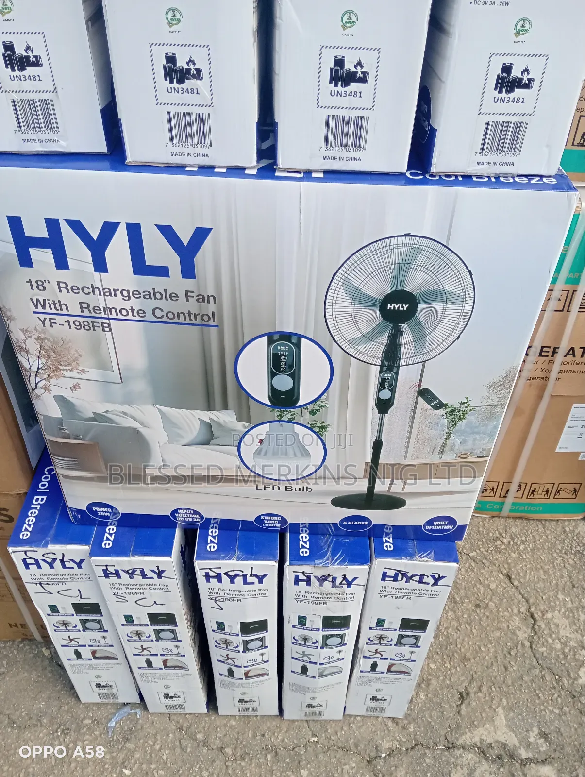 Hyly Rechargeable 18" Standing Fan With Li-on Battery 1 Year Warranty