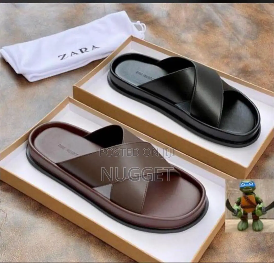 Zara Palm Slippers Black Fully Boxed