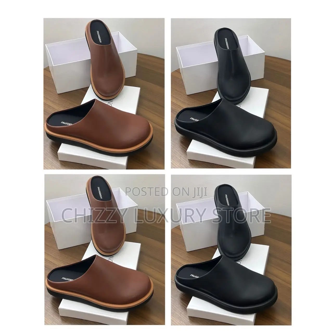 Jw Anderson Quality Luxury Men Genuine Leather Half Shoe