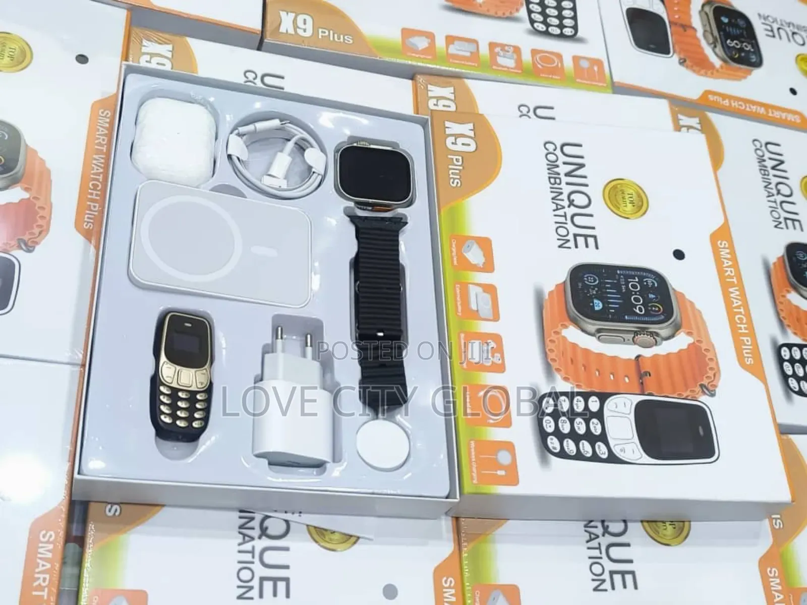 Unique Combination X9 Plus Smart Watch Powerbank, Earpod Mini Phone