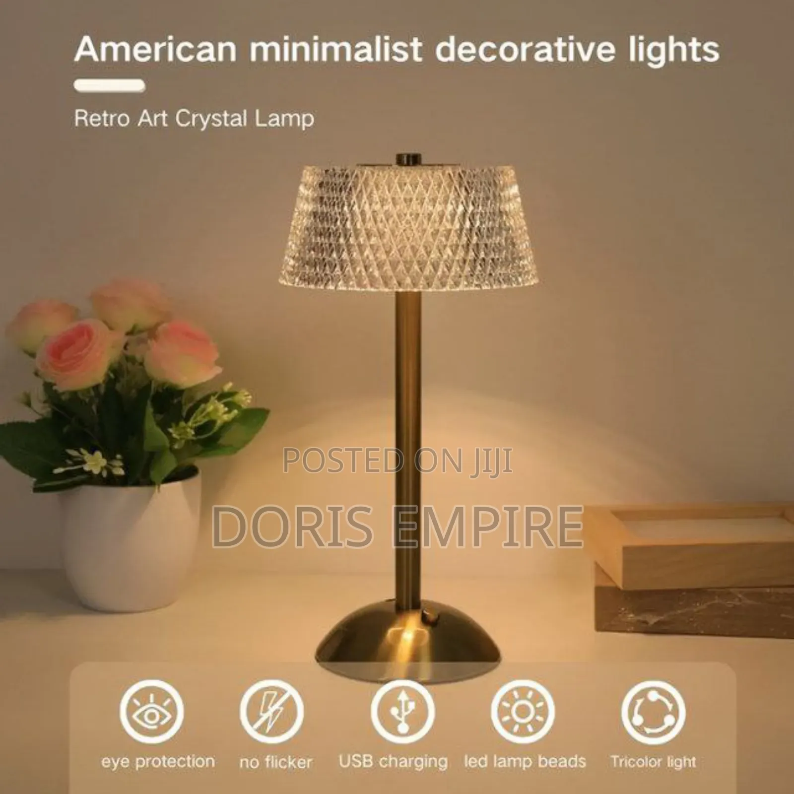 Rechargeable Crystal Decor Table Lamp